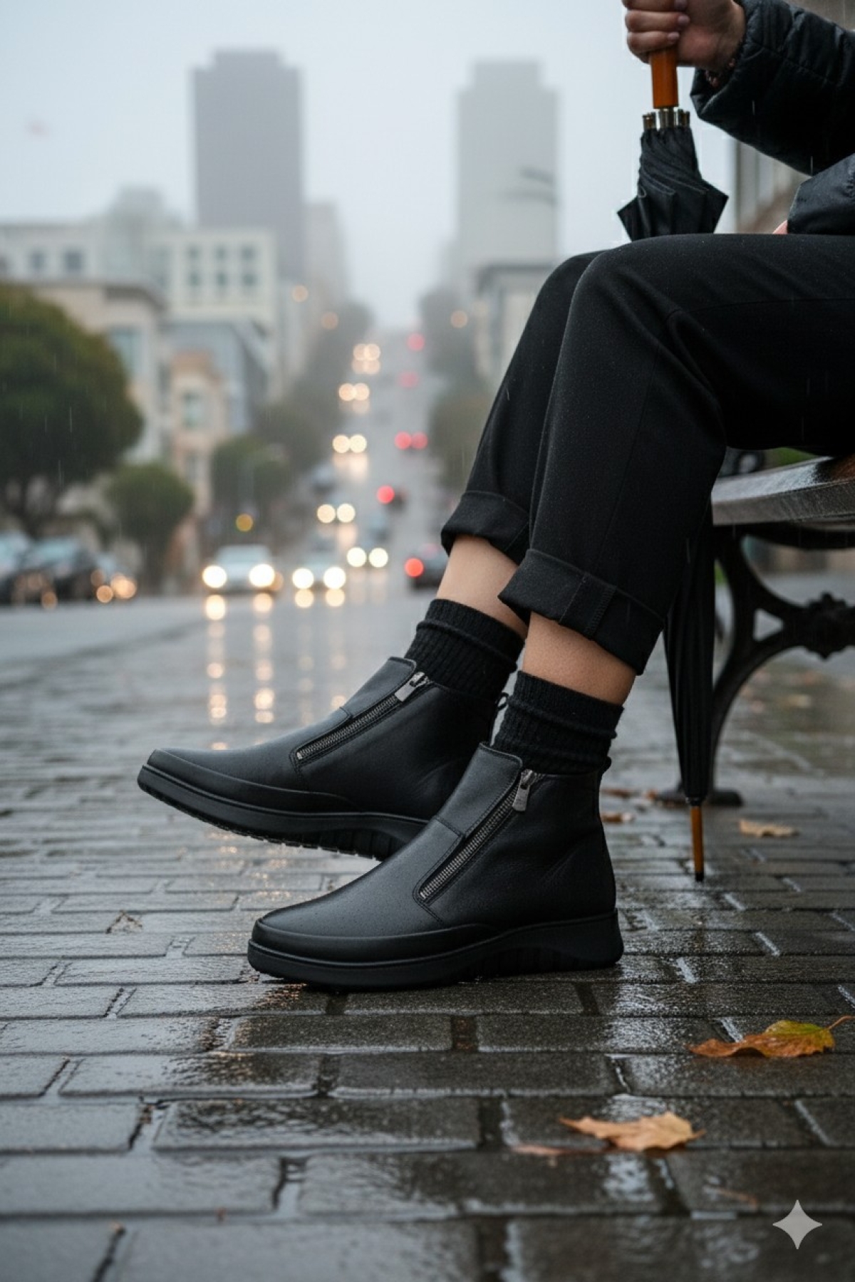 FENİKS Hakiki Deri Çift Fermuarlı Kadın Bot - Görsel 8