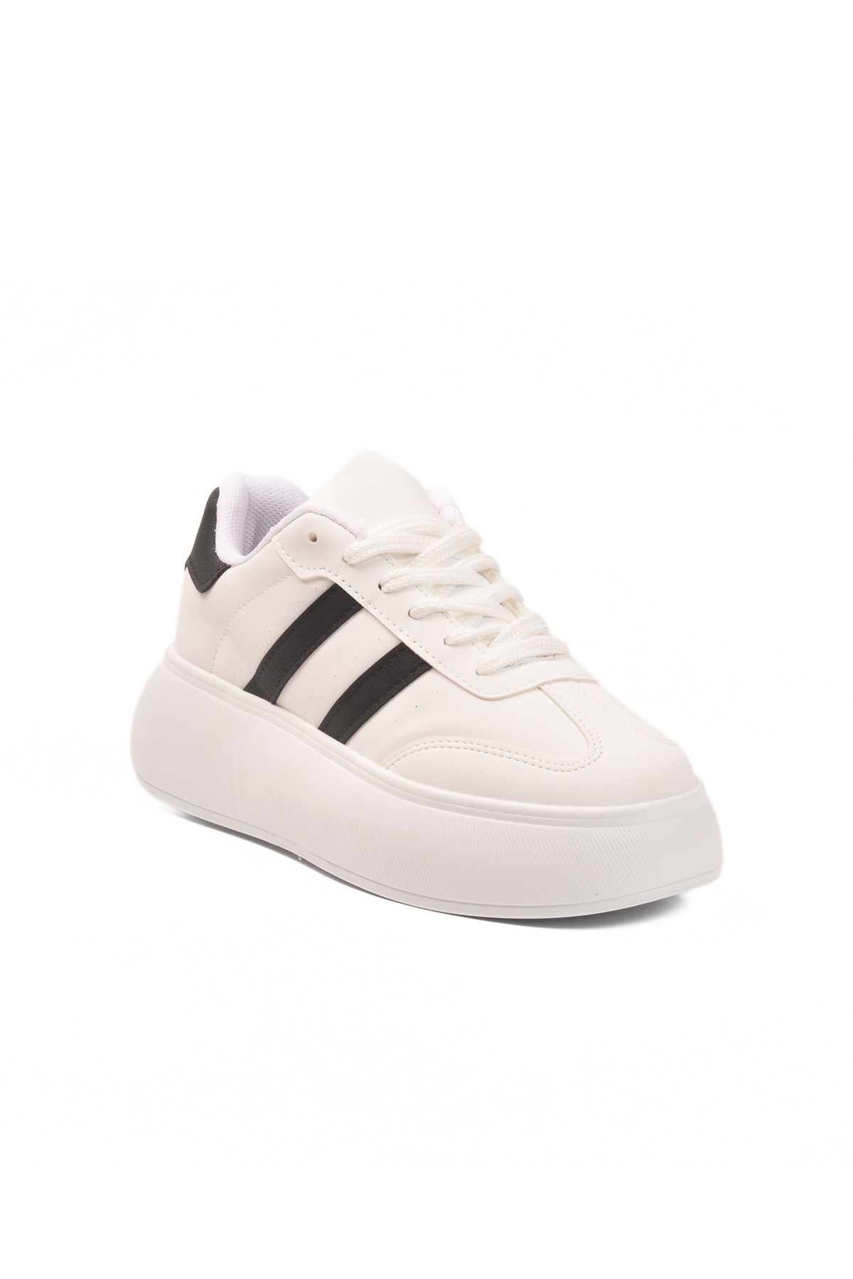 Beyaz Siyah Yüksek Taban Bağcıklı Unisex Sneaker DVS-01 Z - Görsel 5