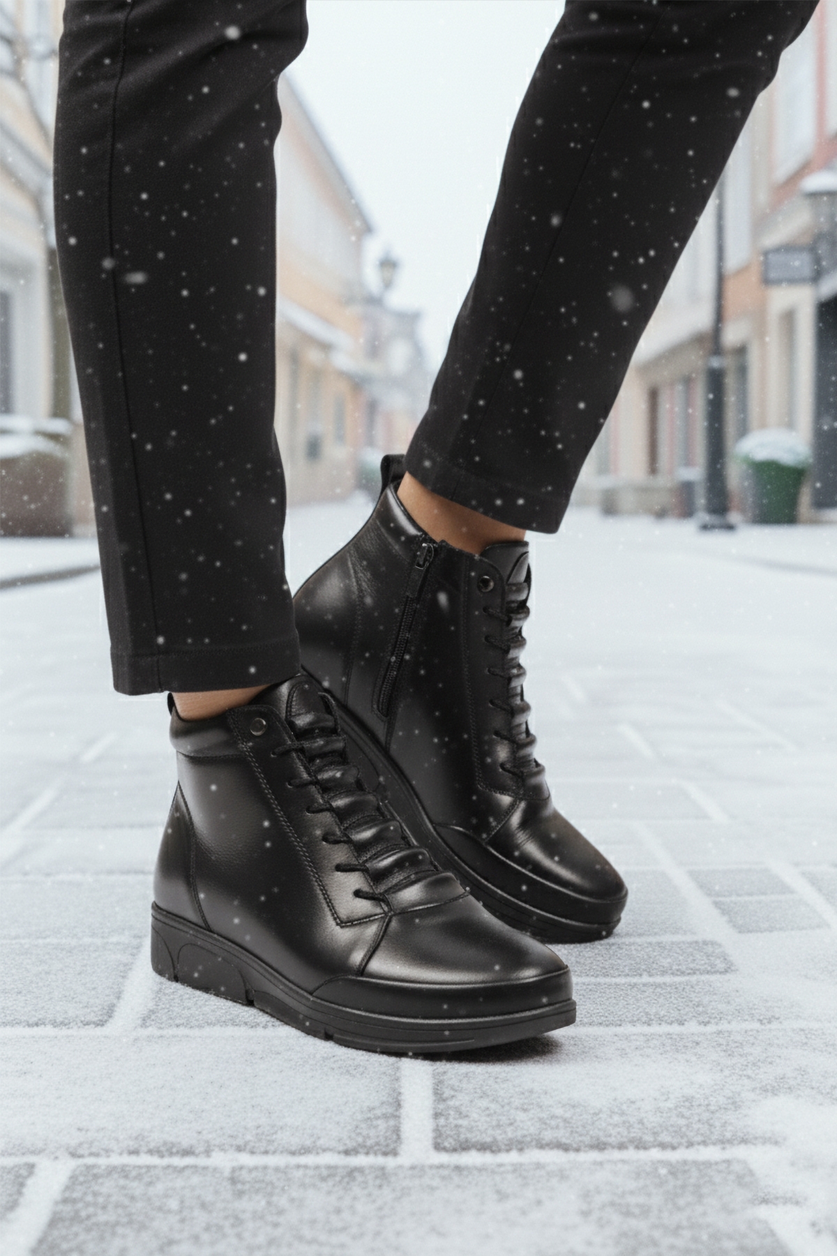 Siyah Polarlı Soğuğa Dirençli Kaymaz Taban Kadın Bot 293112 Z - Görsel 4