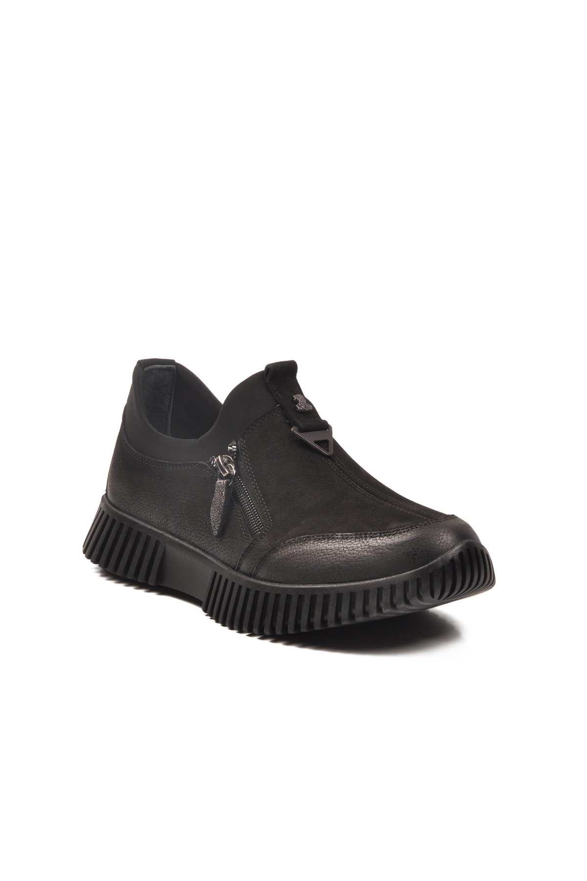 Siyah Hakiki Deri Kaymaz Taban Kadın Casual Ayakkabı 25405007K Z - Görsel 4