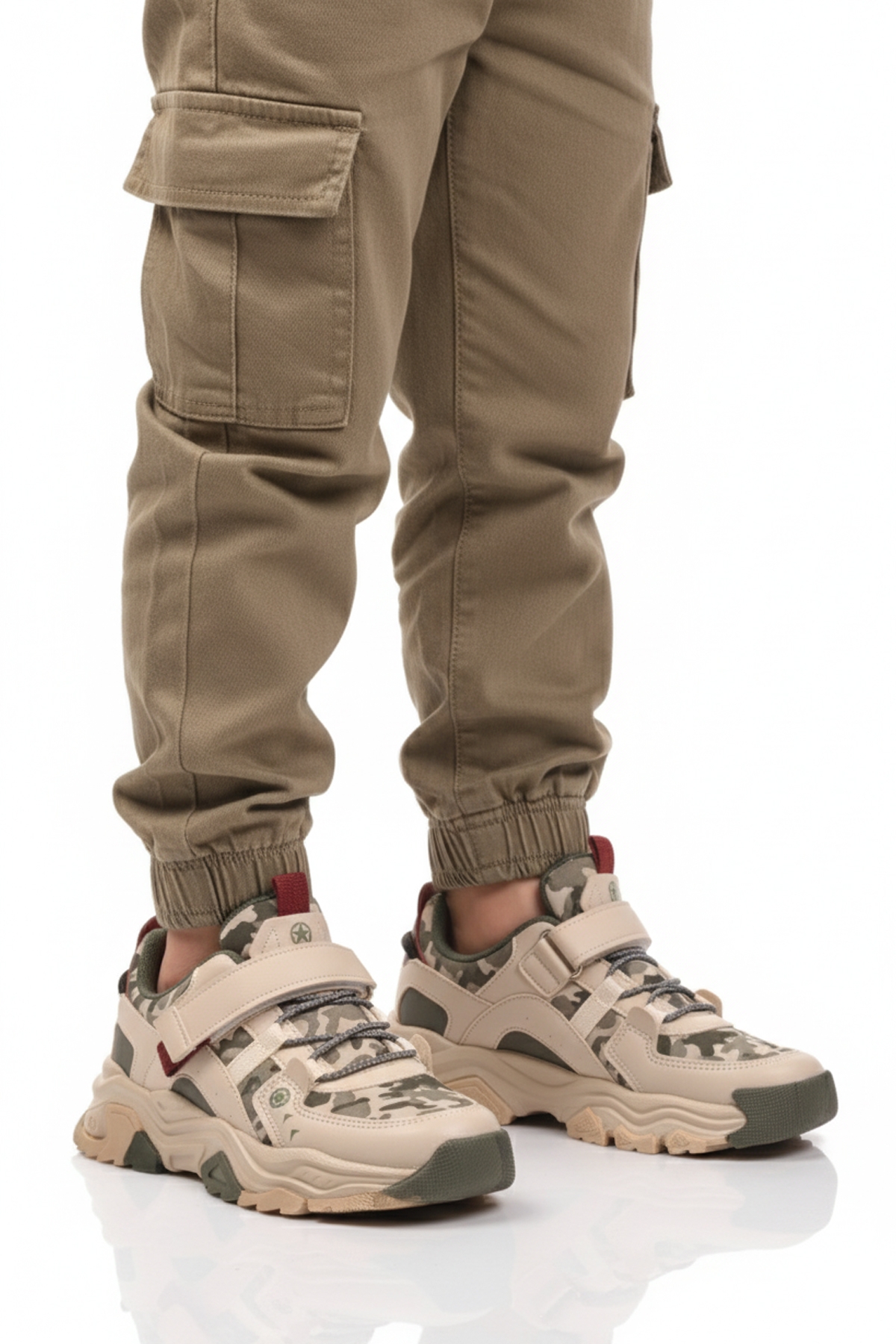 Krem Cırtlı Hafif Esnek Erkek Çocuk Spor Ayakkabı 2021 F - Görsel 2