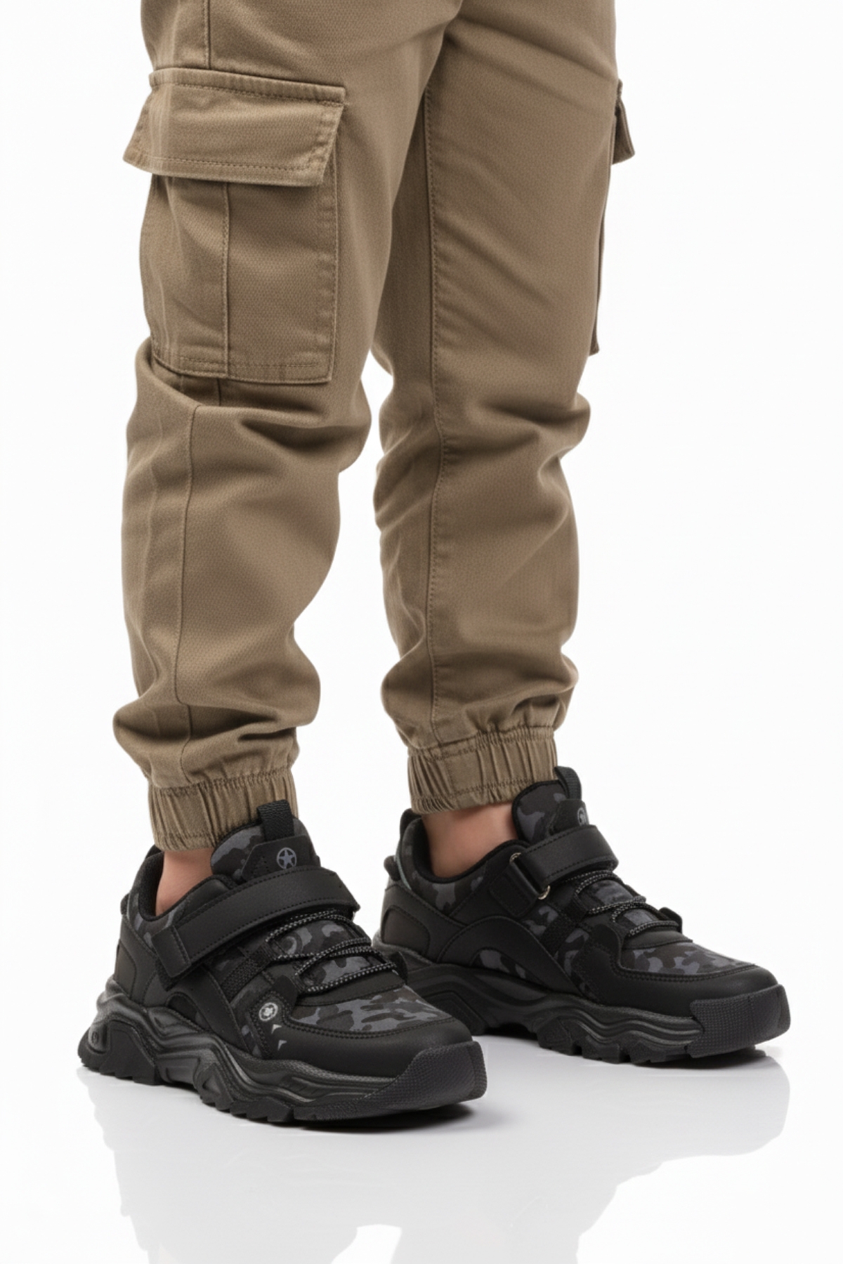 Siyah Cırtlı Hafif Esnek Erkek Çocuk Spor Ayakkabı 2021 F - Görsel 2