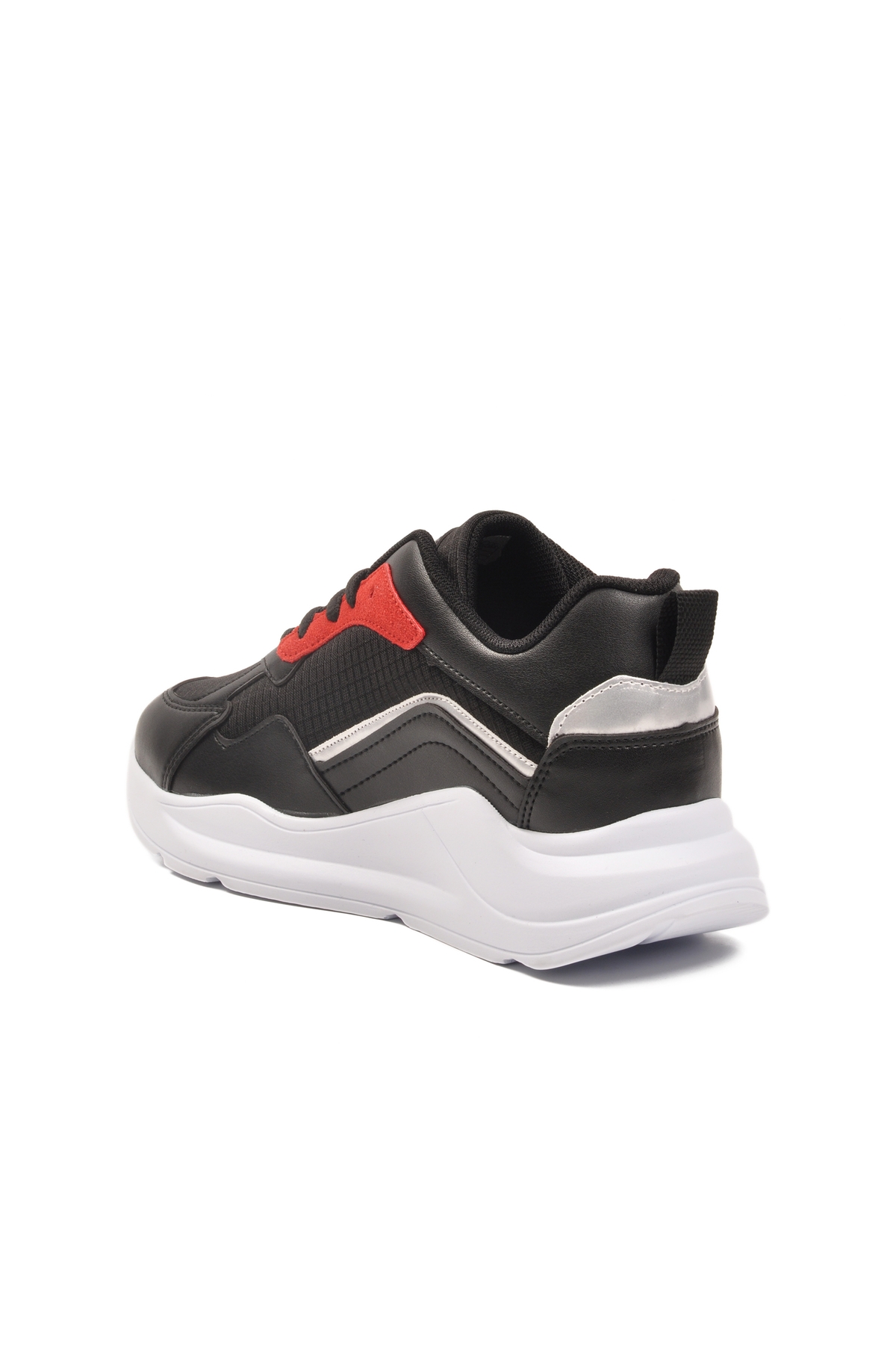 Siyah Bordo Kalın Taban Bağcıklı Kadın Spor Ayakkabı 051 G - Görsel 5