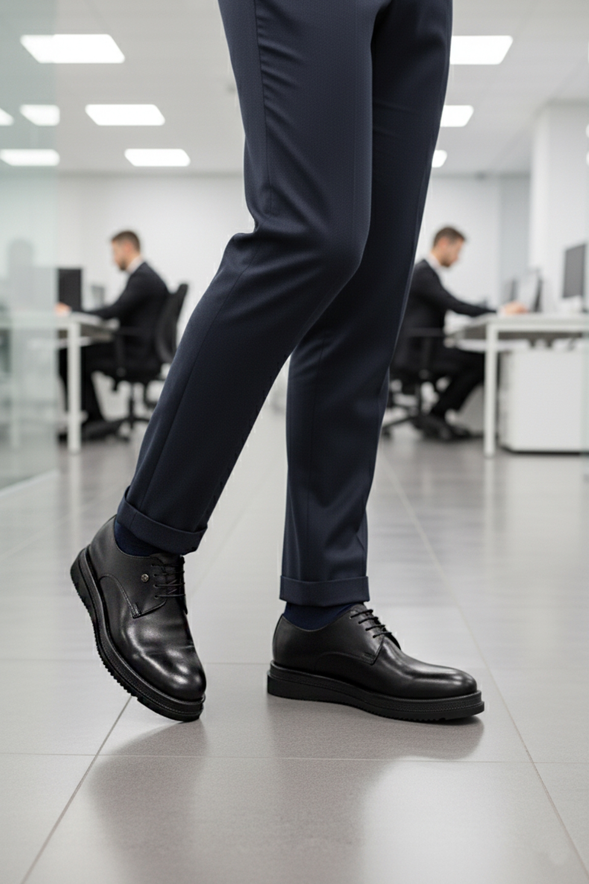 Siyah Hafif Hakiki Deri Eva Taban Erkek Klasik Ayakkabı 361004 M - Görsel 4