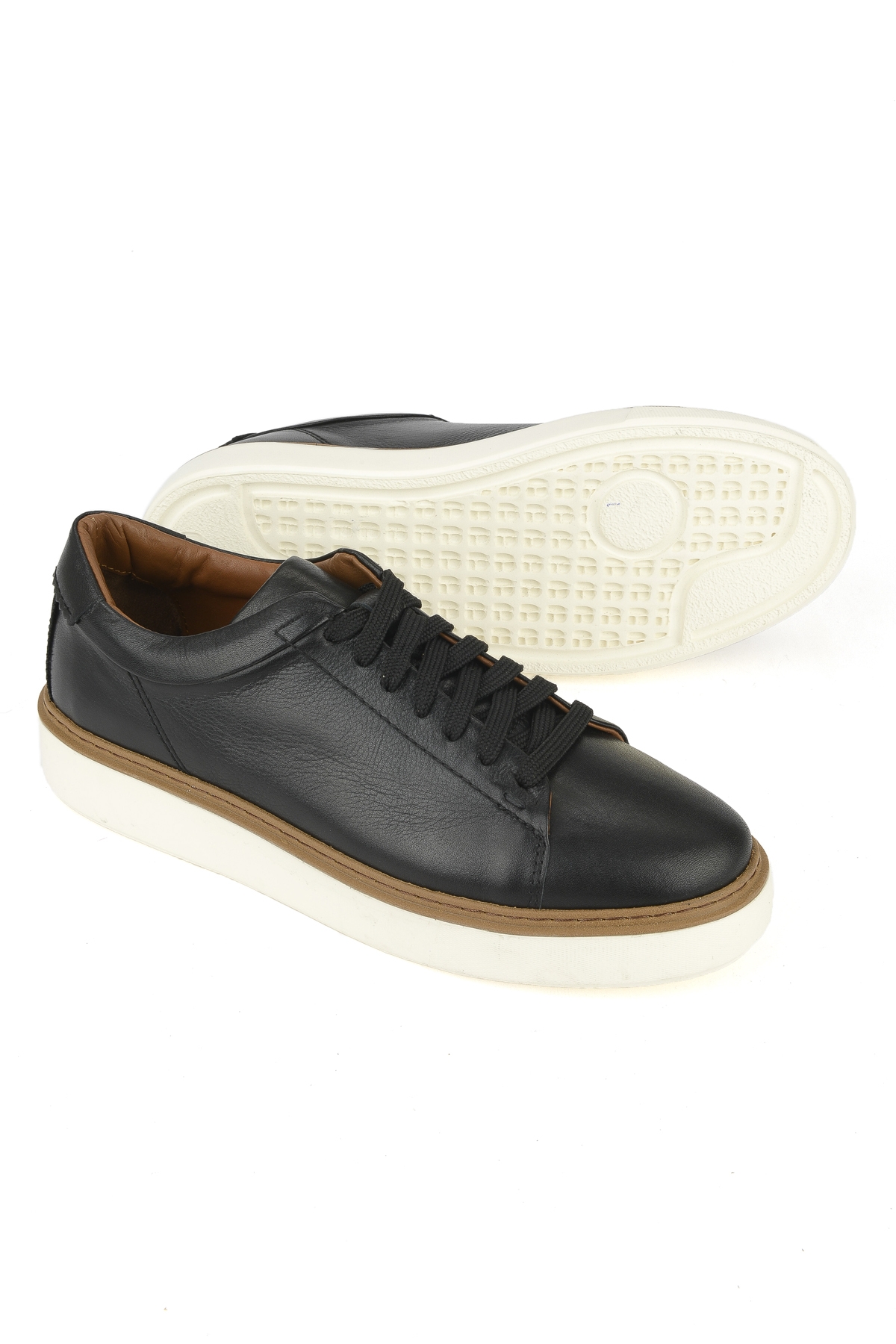 Erkek Hakiki Deri Sneaker 1531026ZH18 Siyah - Görsel 5