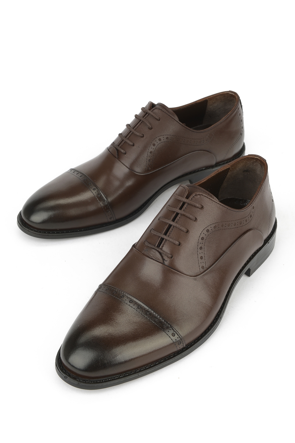 Erkek Hakiki Deri Klasik Ayakkabı 153985Z701 Kahve - Görsel 6