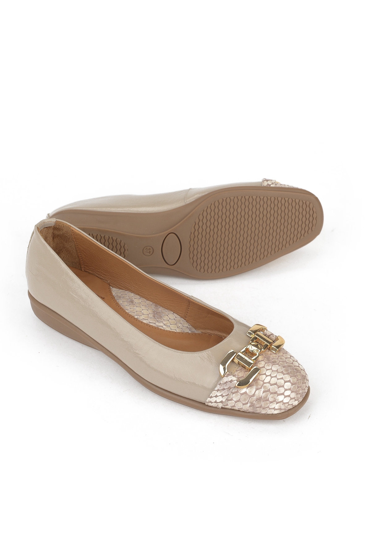 Kadın Hakiki Deri Babet 1531050Z26142208K Vizon - Görsel 6