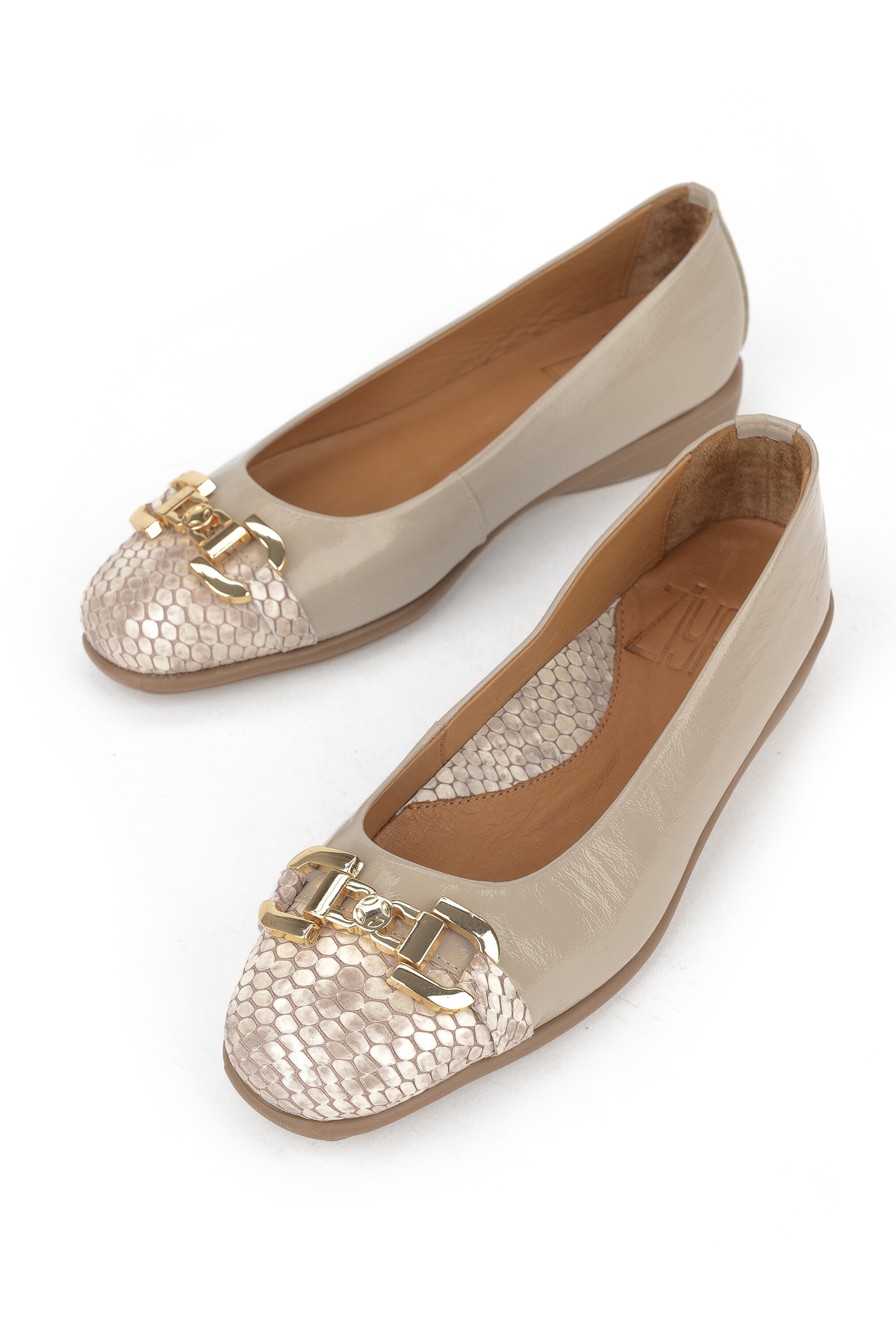 Kadın Hakiki Deri Babet 1531050Z26142208K Vizon - Görsel 7