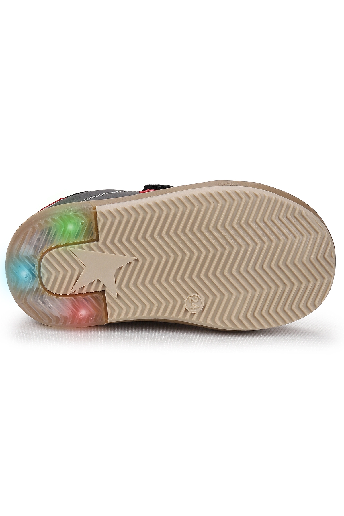 Rena Günlük Cırtlı Işıklı Erkek Bebek Spor Ayakkabı Siyah - Kırmızı - Görsel 6