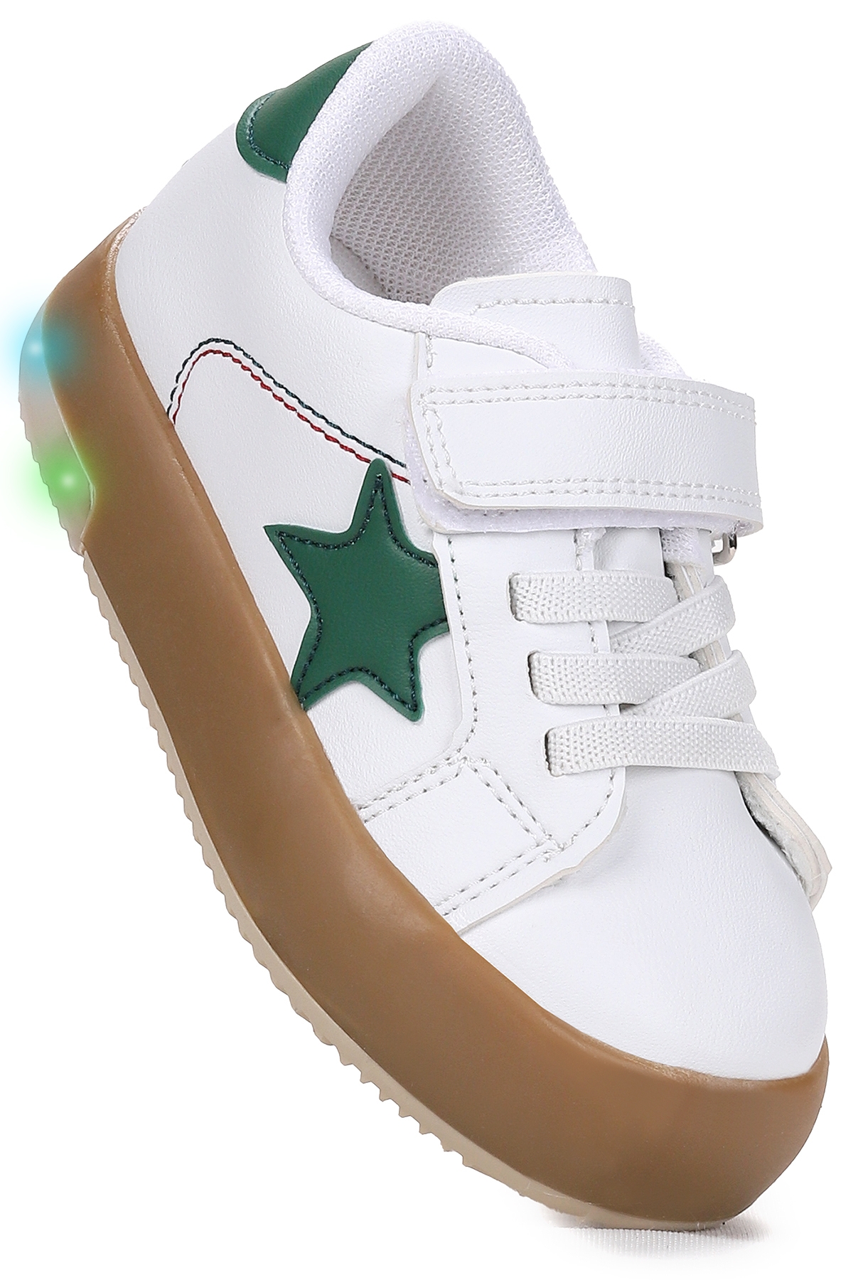 Rena Günlük Cırtlı Işıklı Erkek Bebek Spor Ayakkabı Beyaz - Yeşil - Görsel 4