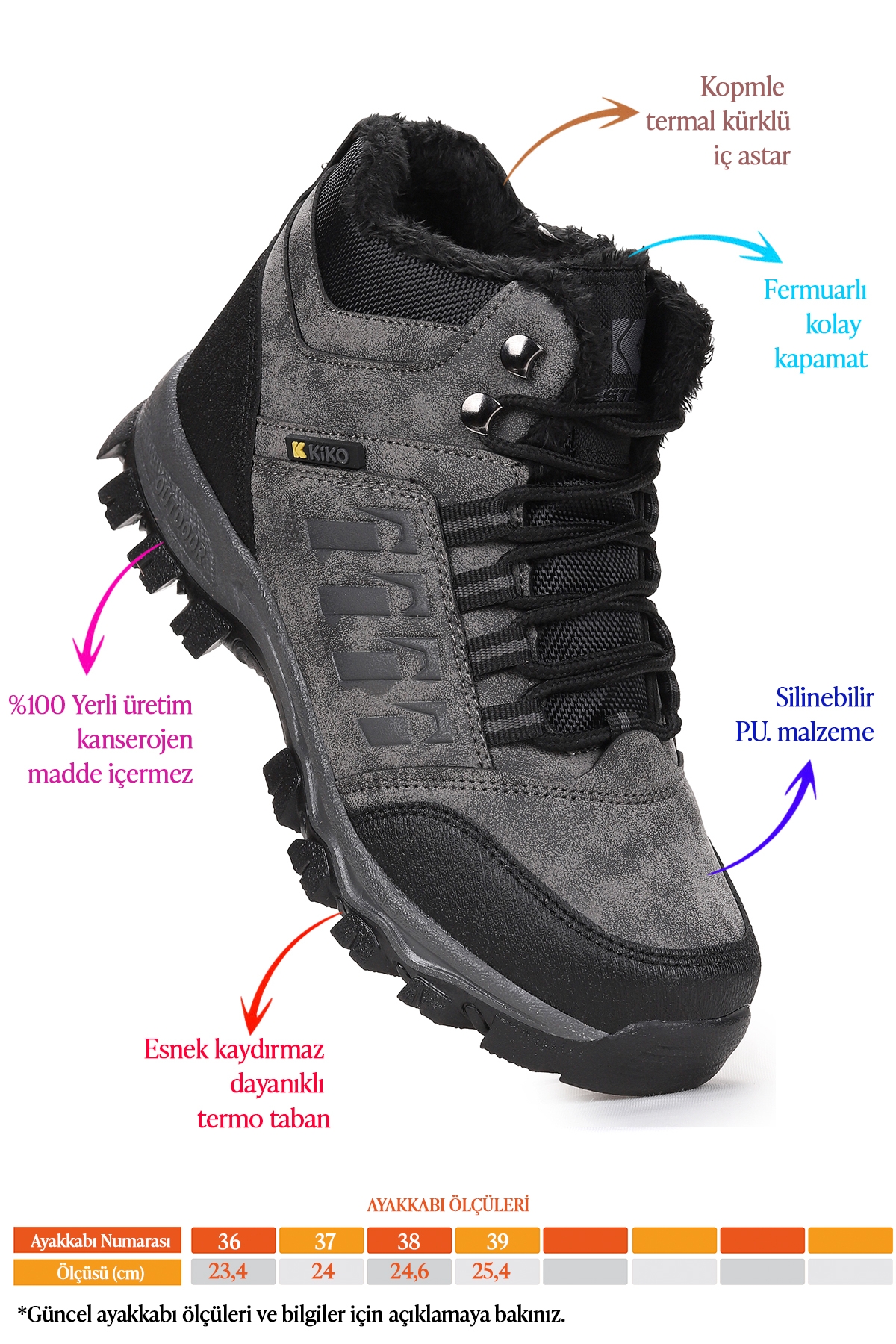 Rune Günlük Fermuarlı Erkek Çocuk Bot Ayakkabı Füme - Görsel 3