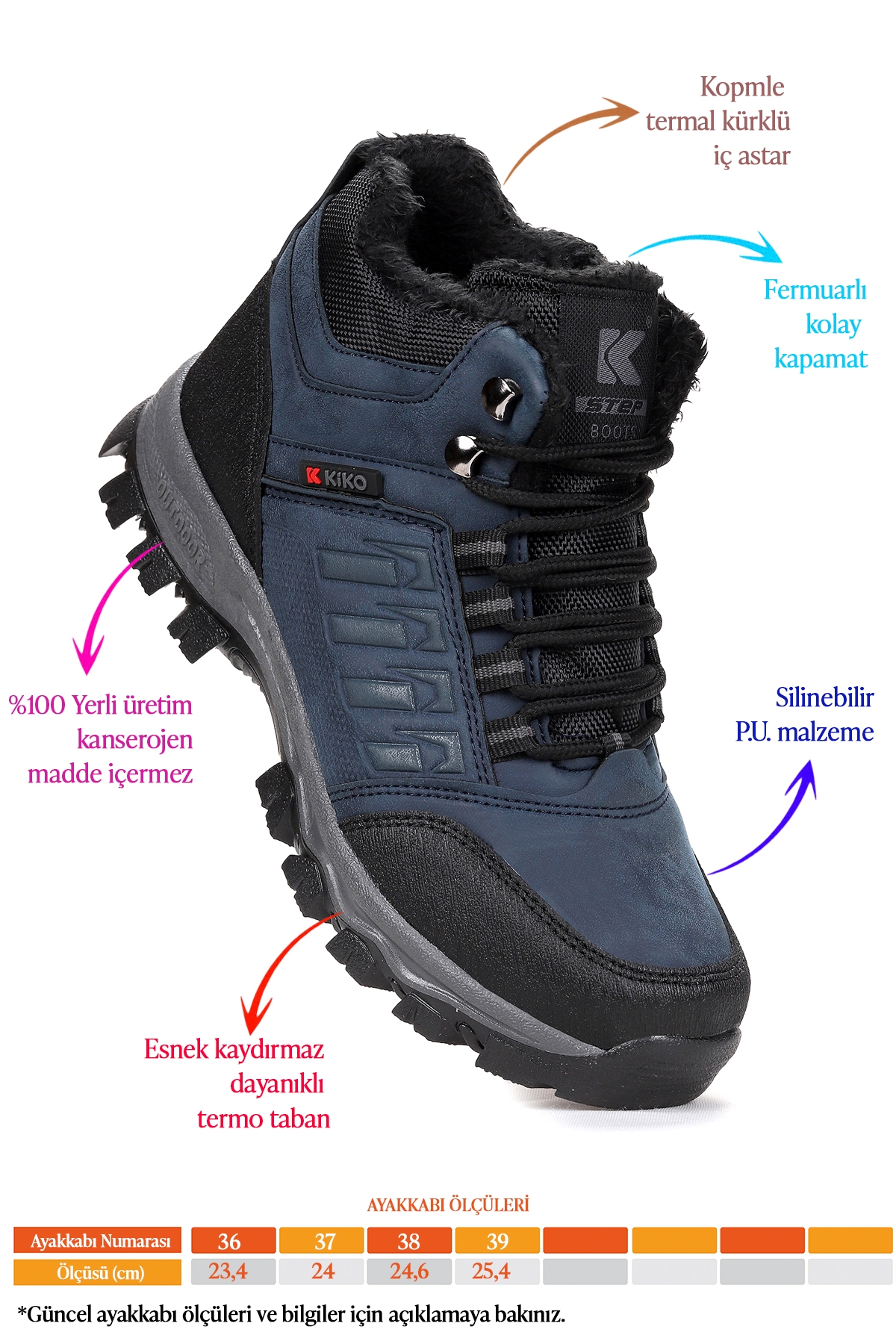 Rune Günlük Fermuarlı Erkek Çocuk Bot Ayakkabı Lacivert - Görsel 3