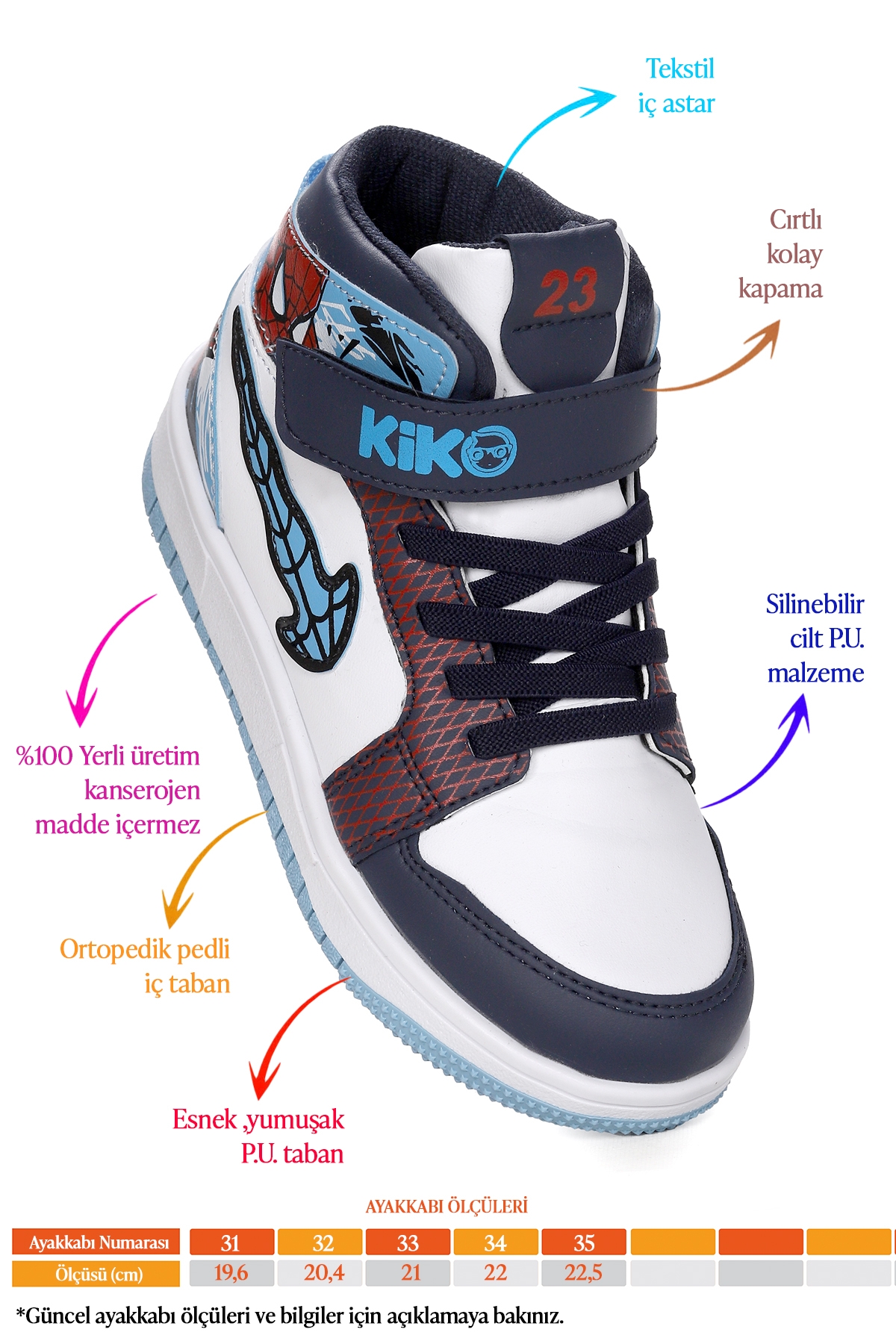 Tesan Cırtlı Günlük Erkek Çocuk Spor Ayakkabı Lacivert - Beyaz - Turkuaz - Görsel 3