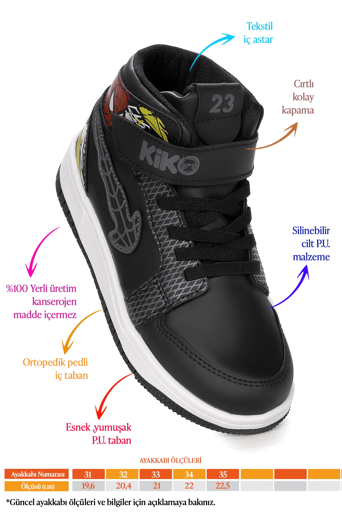 Tesan Cırtlı Günlük Erkek Çocuk Spor Ayakkabı Siyah - Siyah - Görsel 3