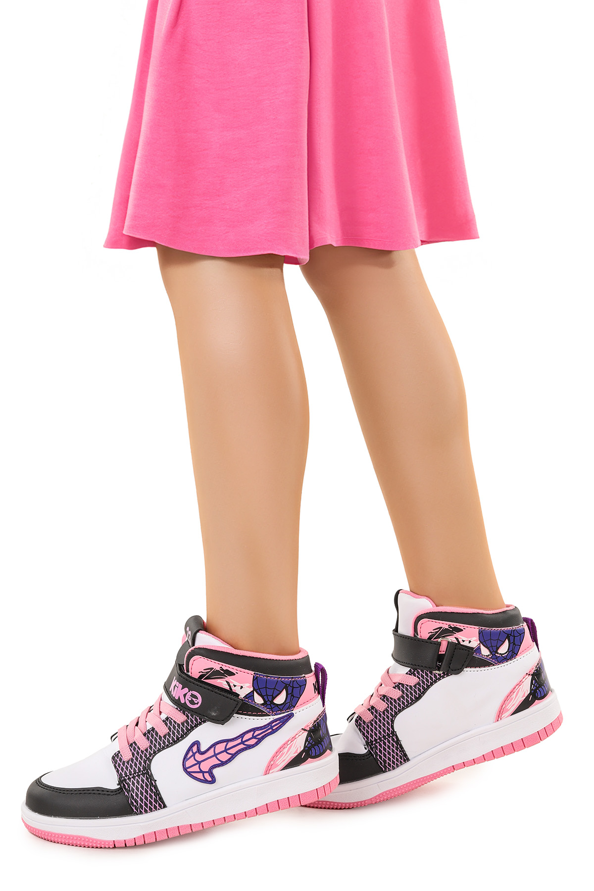 Tesan Cırtlı Günlük Kız Çocuk Spor Ayakkabı Siyah - Beyaz - Pembe - Görsel 3