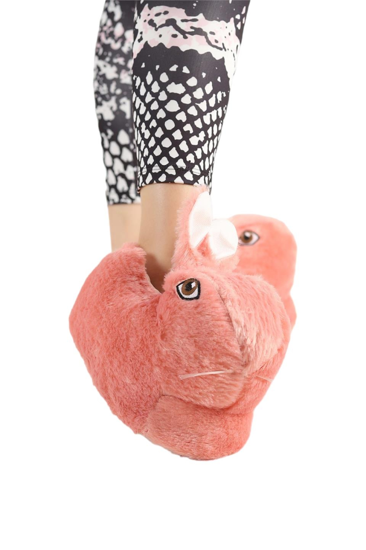 Peluş Tavşan Figürlü Kaymaz ve Ses Yapmaz Ev Panduf PUDRA - Görsel 2