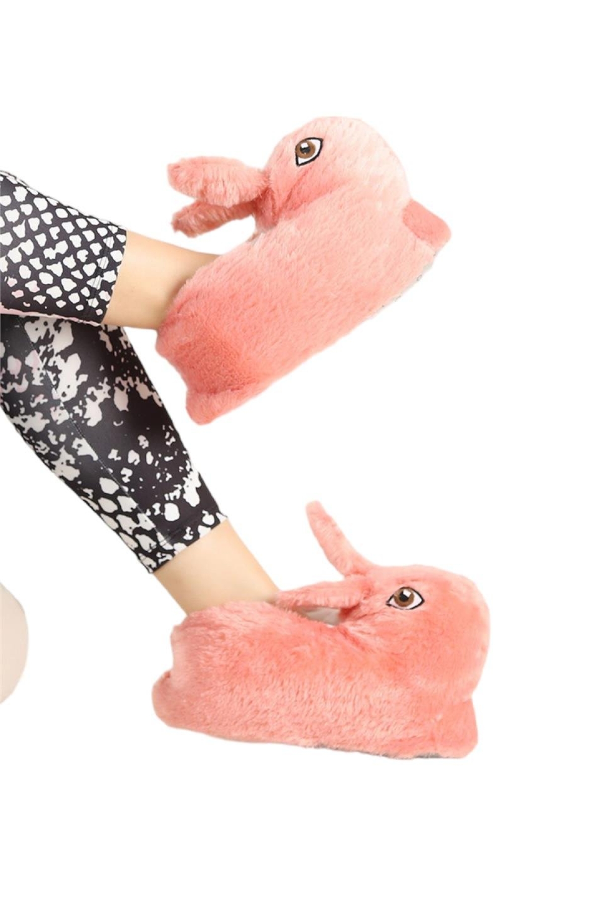 Peluş Tavşan Figürlü Kaymaz ve Ses Yapmaz Ev Panduf PUDRA - Görsel 3