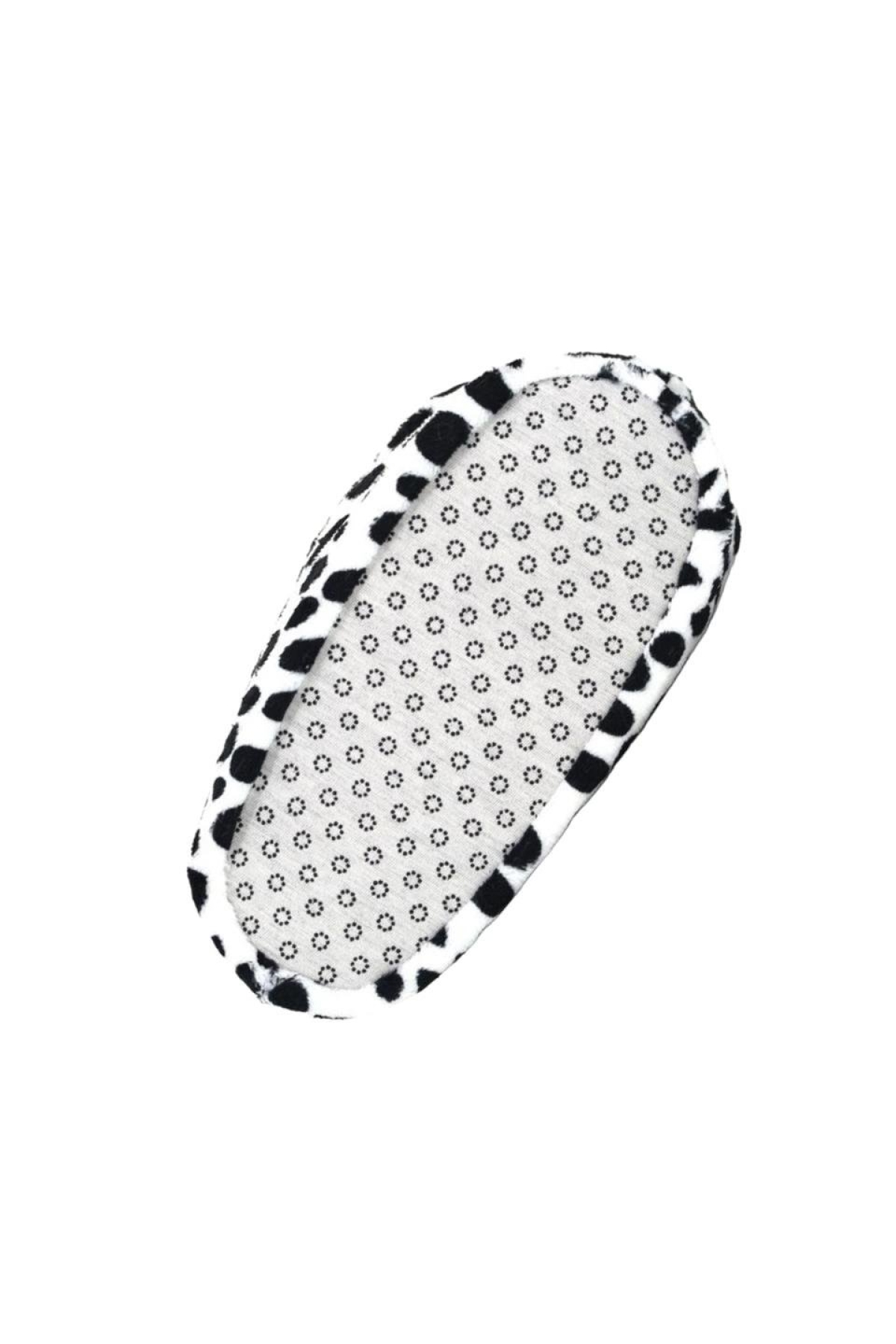 Peluş Tavşan Figürlü Kaymaz ve Ses Yapmaz Ev Panduf BEYAZ - SİYAH - Görsel 4