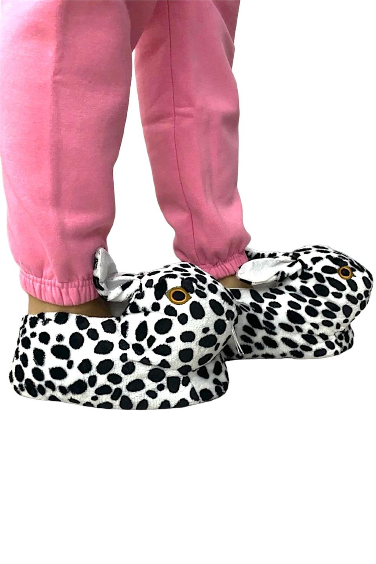 Peluş Tavşan Figürlü Kaymaz ve Ses Yapmaz Ev Panduf BEYAZ - SİYAH - Görsel 5