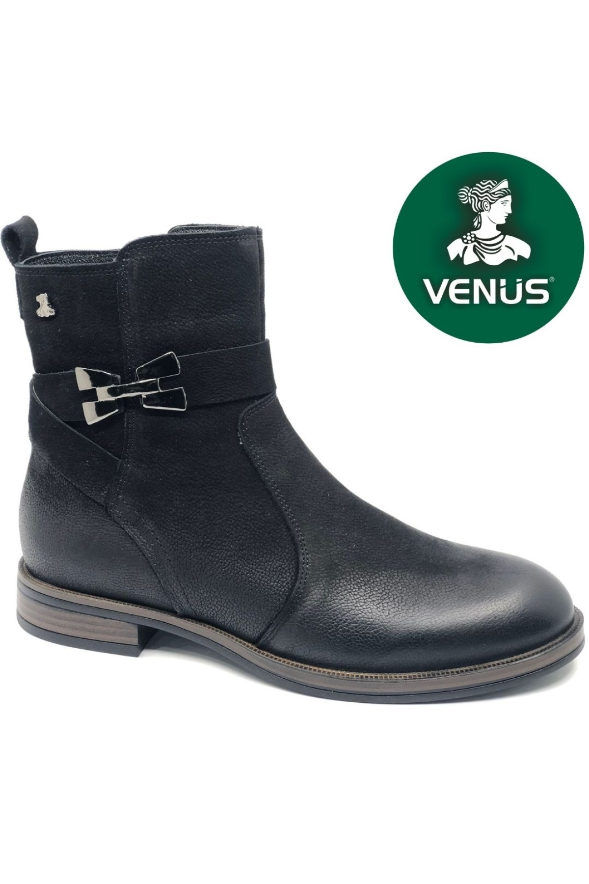 Kay Hakiki Deri Düz Kaymaz Taban Ortopedik Kadın Bot - Görsel 3