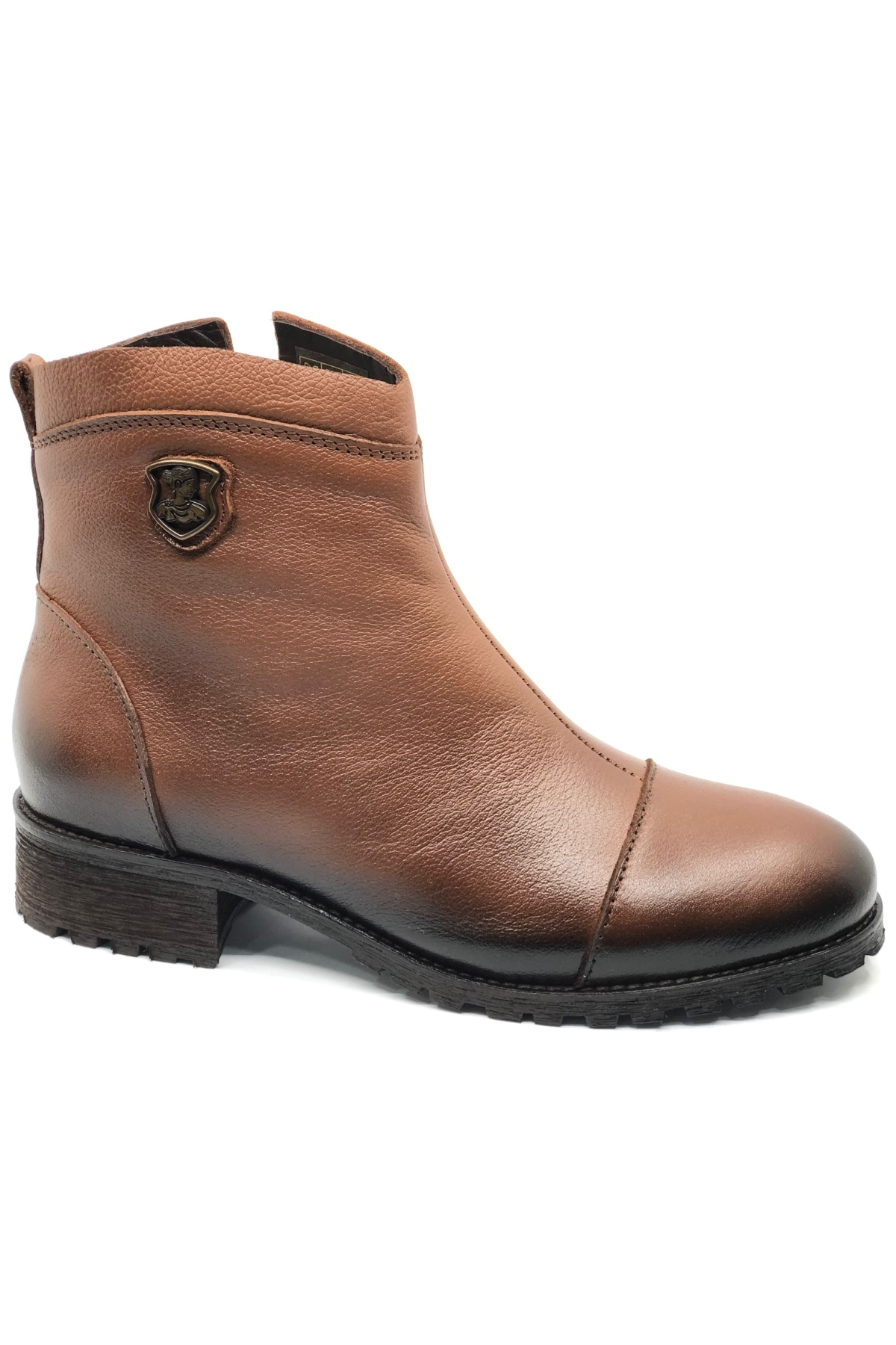 Marsel Hakiki Deri Düz Kaymaz Taban Ortopedik Kadın Bot - Görsel 3