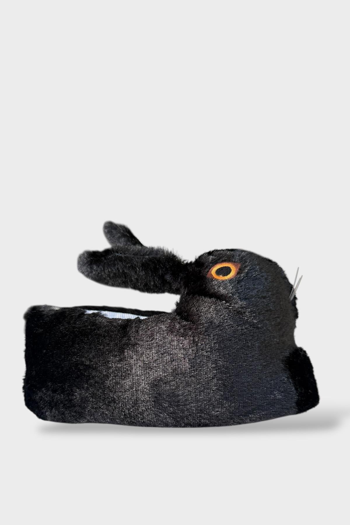 Tavşan Model Şişme Peluş Çocuk Panduf SİYAH - Görsel 2