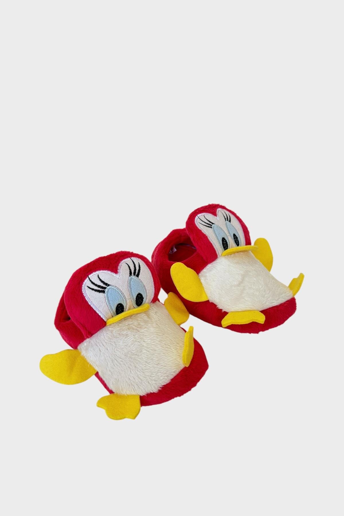 Çocuk Sevimli Ördek Figürlü Unisex Panduf KIRMIZI - Görsel 3