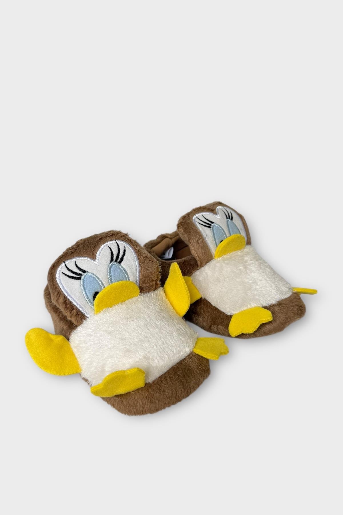 Çocuk Sevimli Ördek Figürlü Unisex Panduf VİZON - Görsel 3