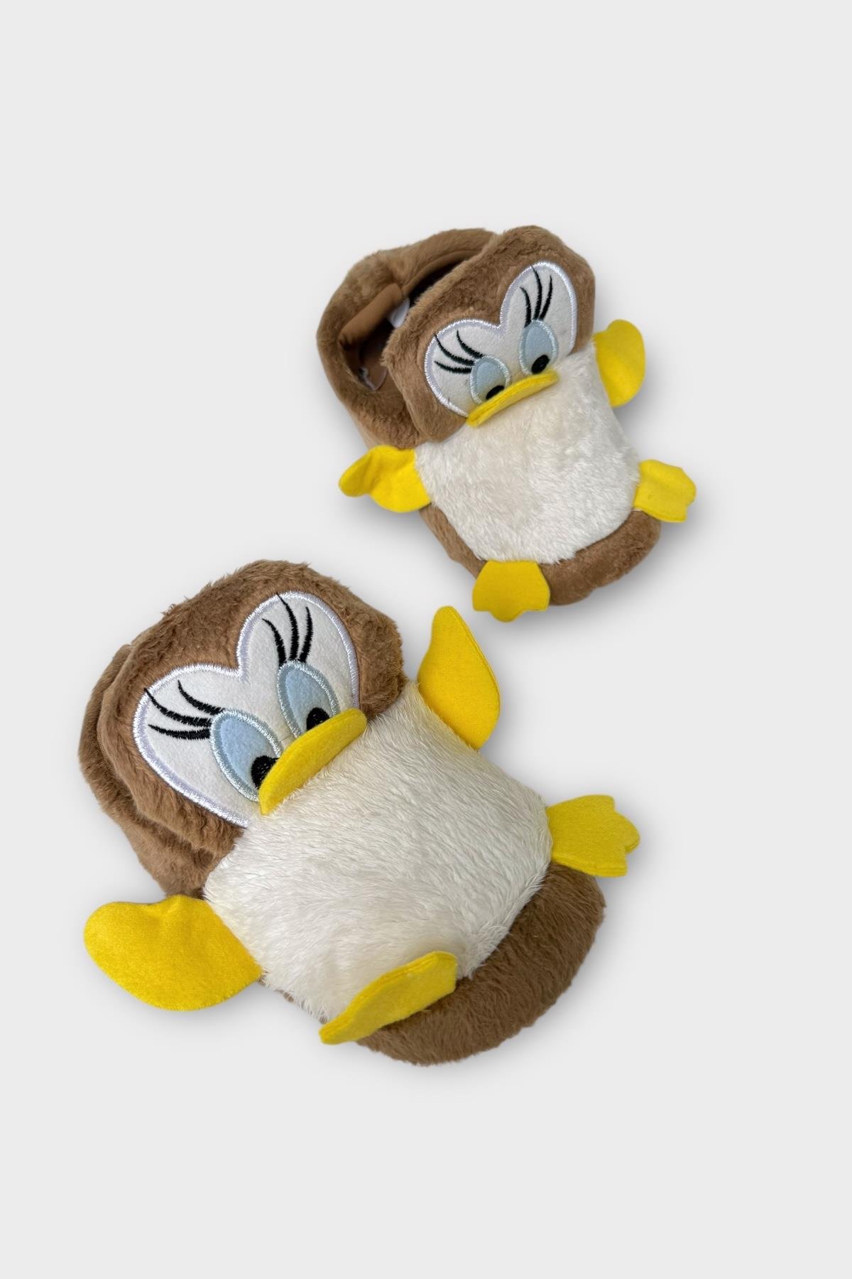 Çocuk Sevimli Ördek Figürlü Unisex Panduf VİZON - Görsel 4