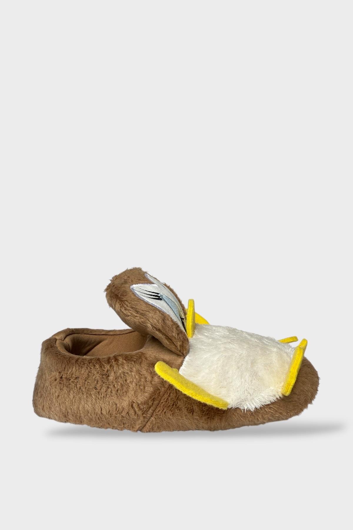 Çocuk Sevimli Ördek Figürlü Unisex Panduf VİZON - Görsel 5