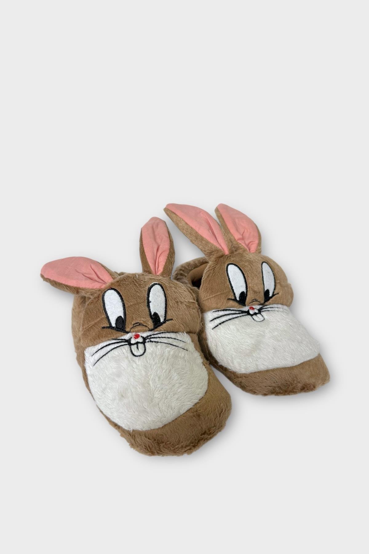 Çocuk Sevimli Tavşan Figürlü Panduf VİZON - Görsel 2