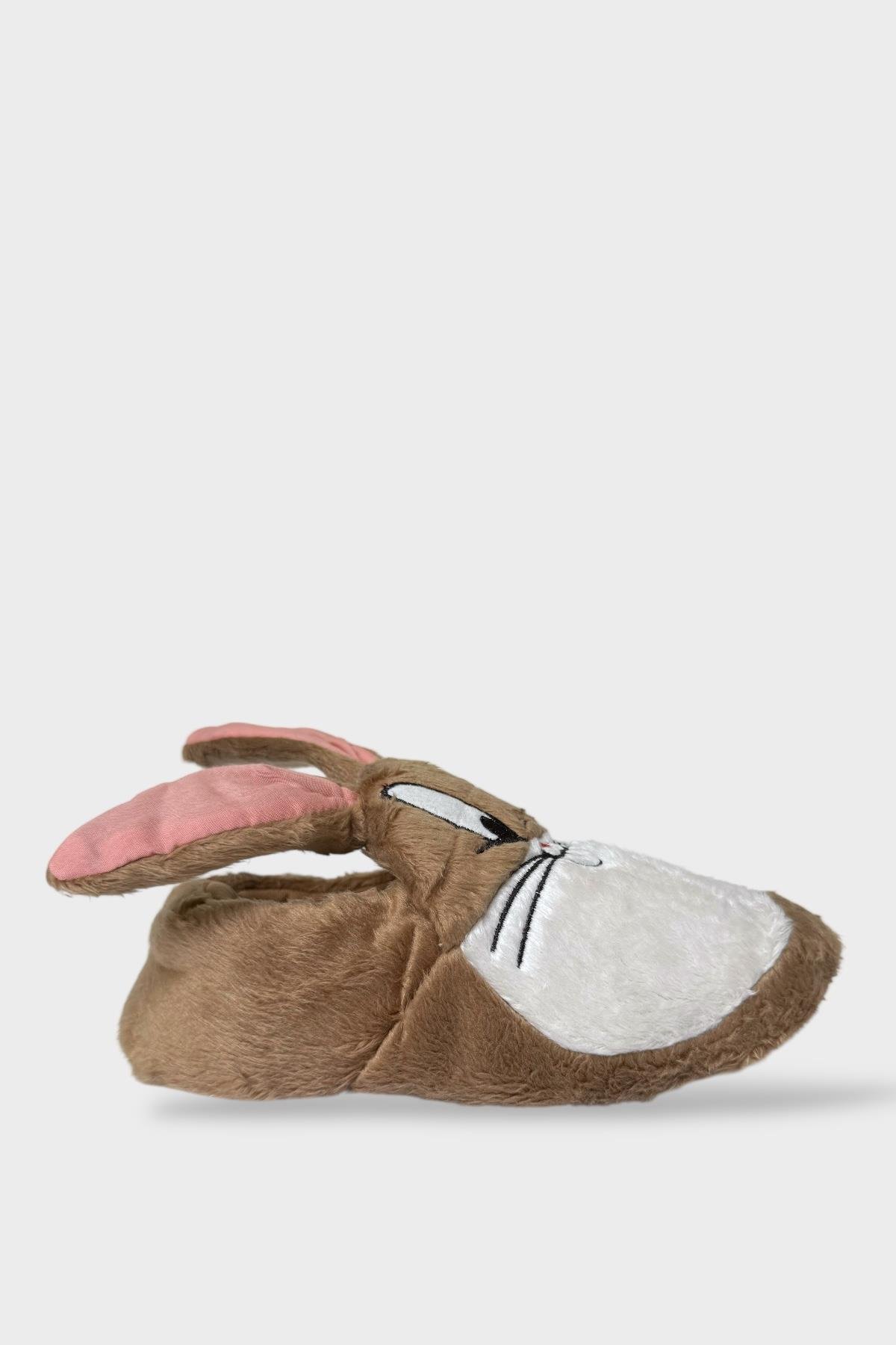 Çocuk Sevimli Tavşan Figürlü Panduf VİZON - Görsel 5