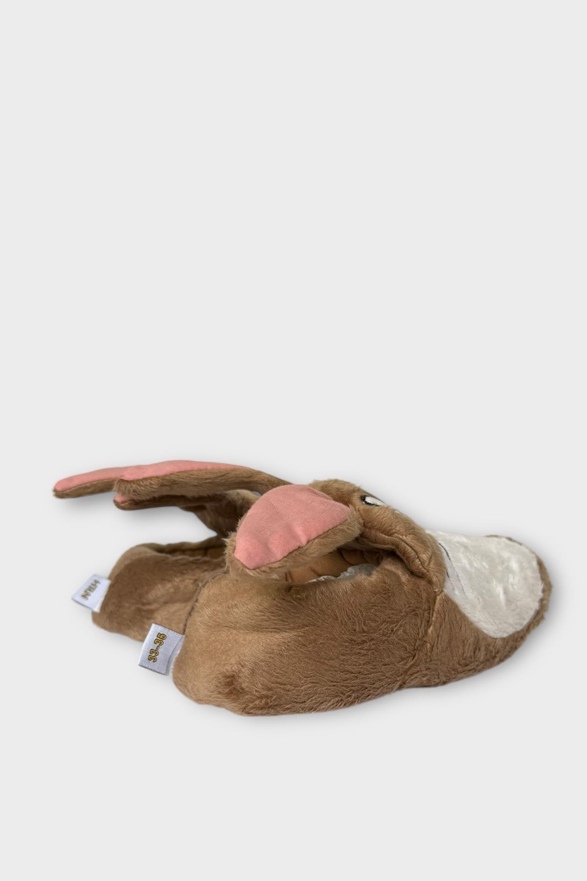 Çocuk Sevimli Tavşan Figürlü Panduf VİZON - Görsel 6