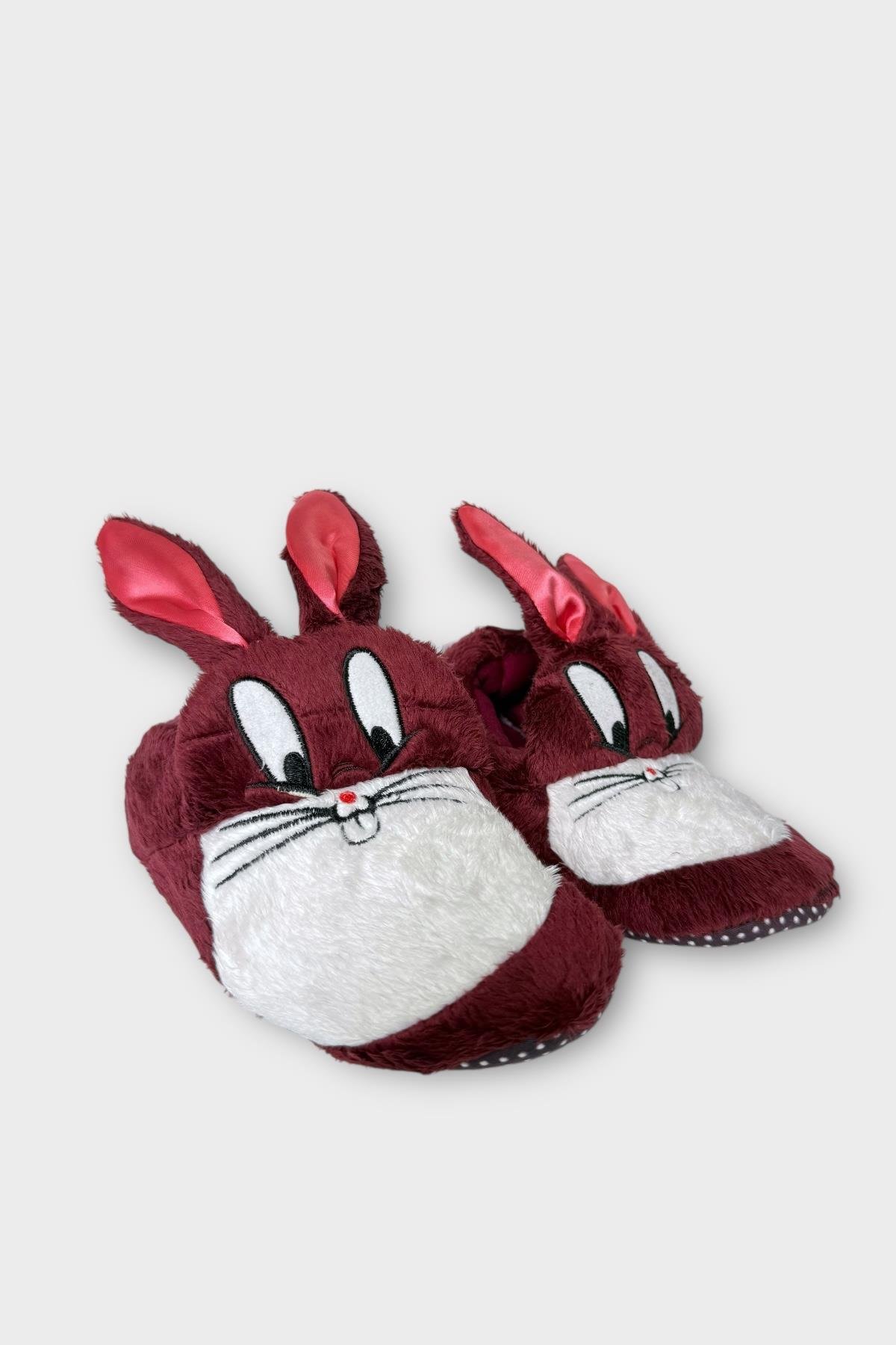 Çocuk Sevimli Tavşan Figürlü Panduf BORDO - Görsel 2