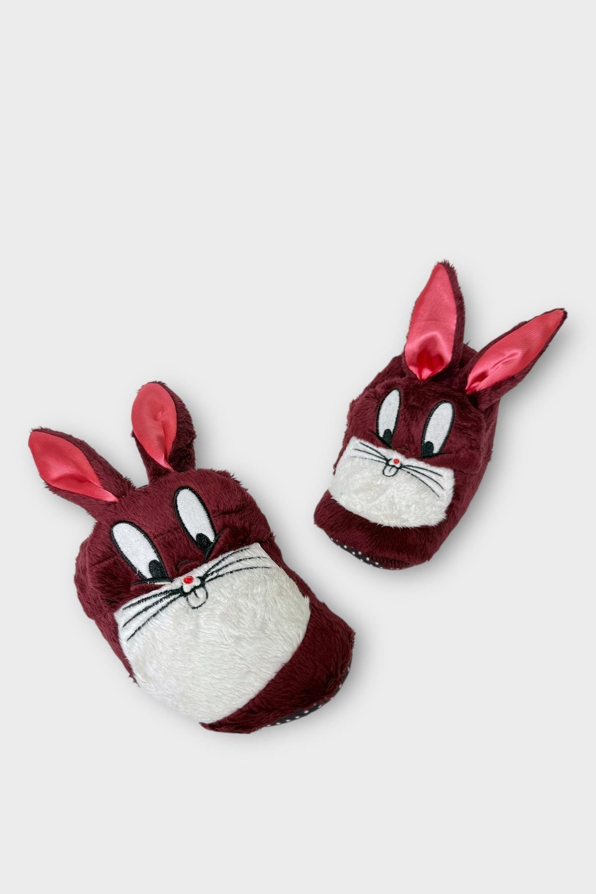 Çocuk Sevimli Tavşan Figürlü Panduf BORDO - Görsel 3