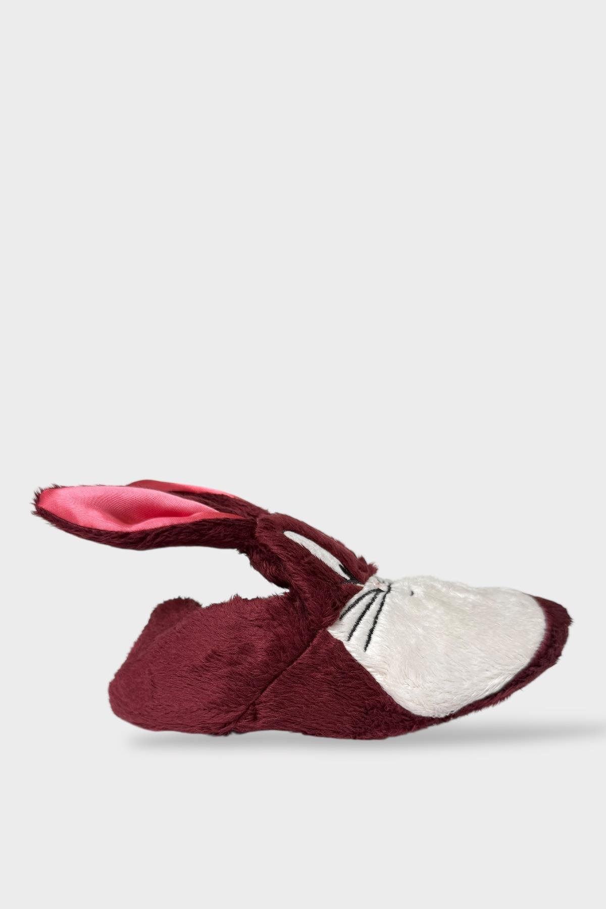 Çocuk Sevimli Tavşan Figürlü Panduf BORDO - Görsel 5