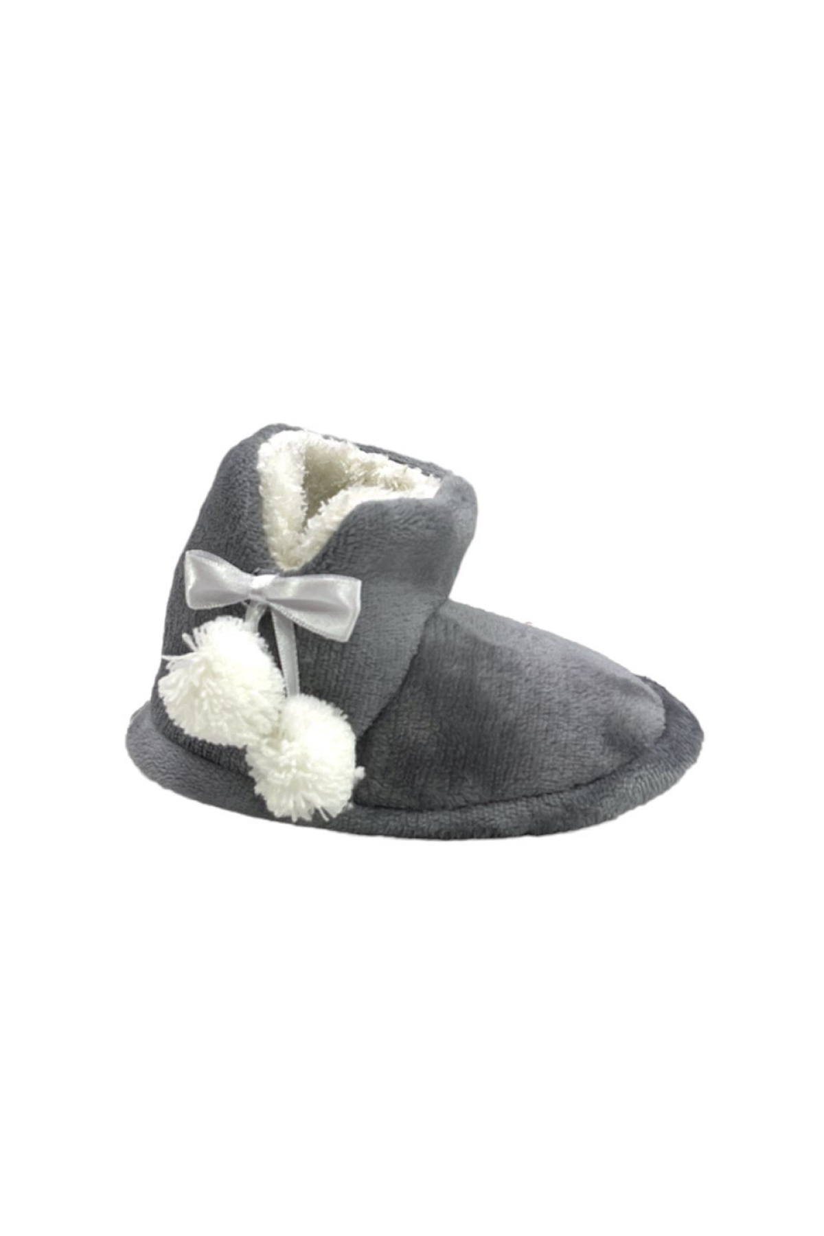 Ponponlu Bebek Panduf Ev Botu (26-35) GRİ - Görsel 2