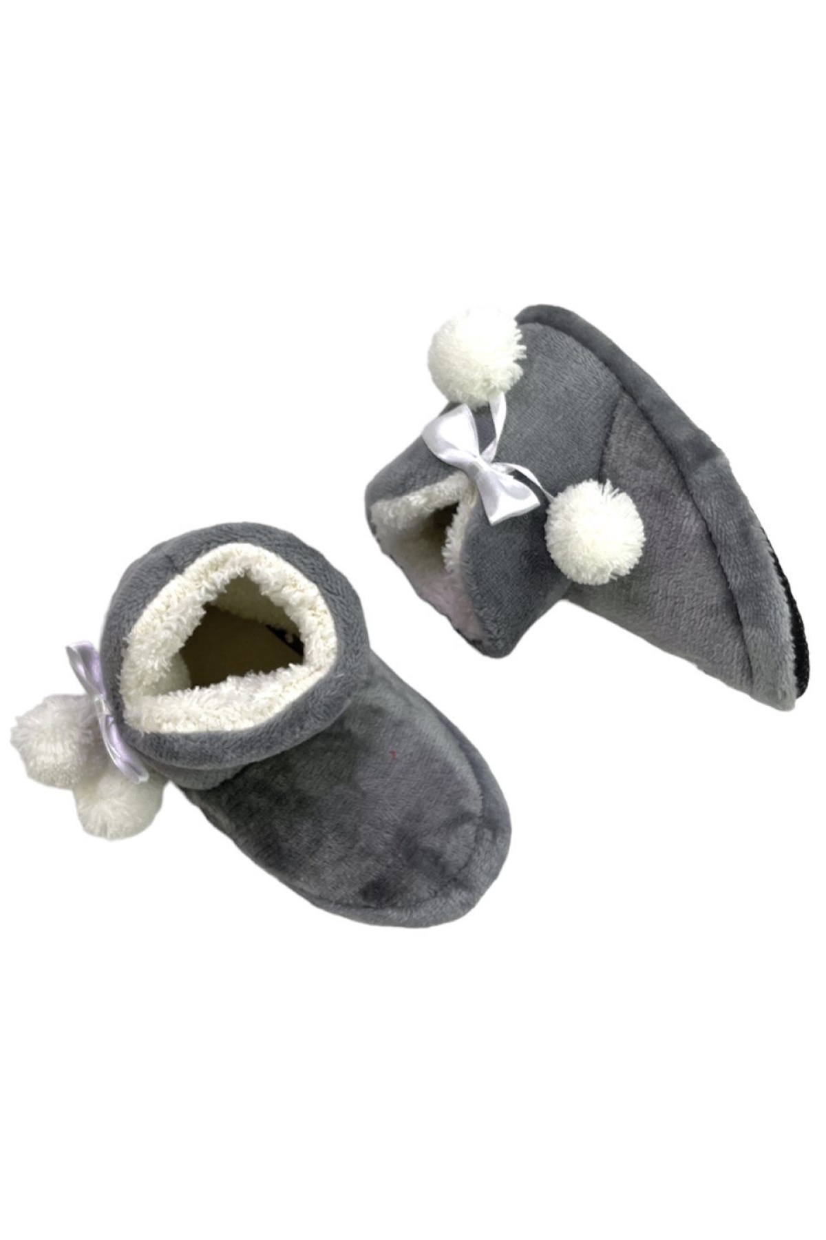 Ponponlu Bebek Panduf Ev Botu (26-35) GRİ - Görsel 4
