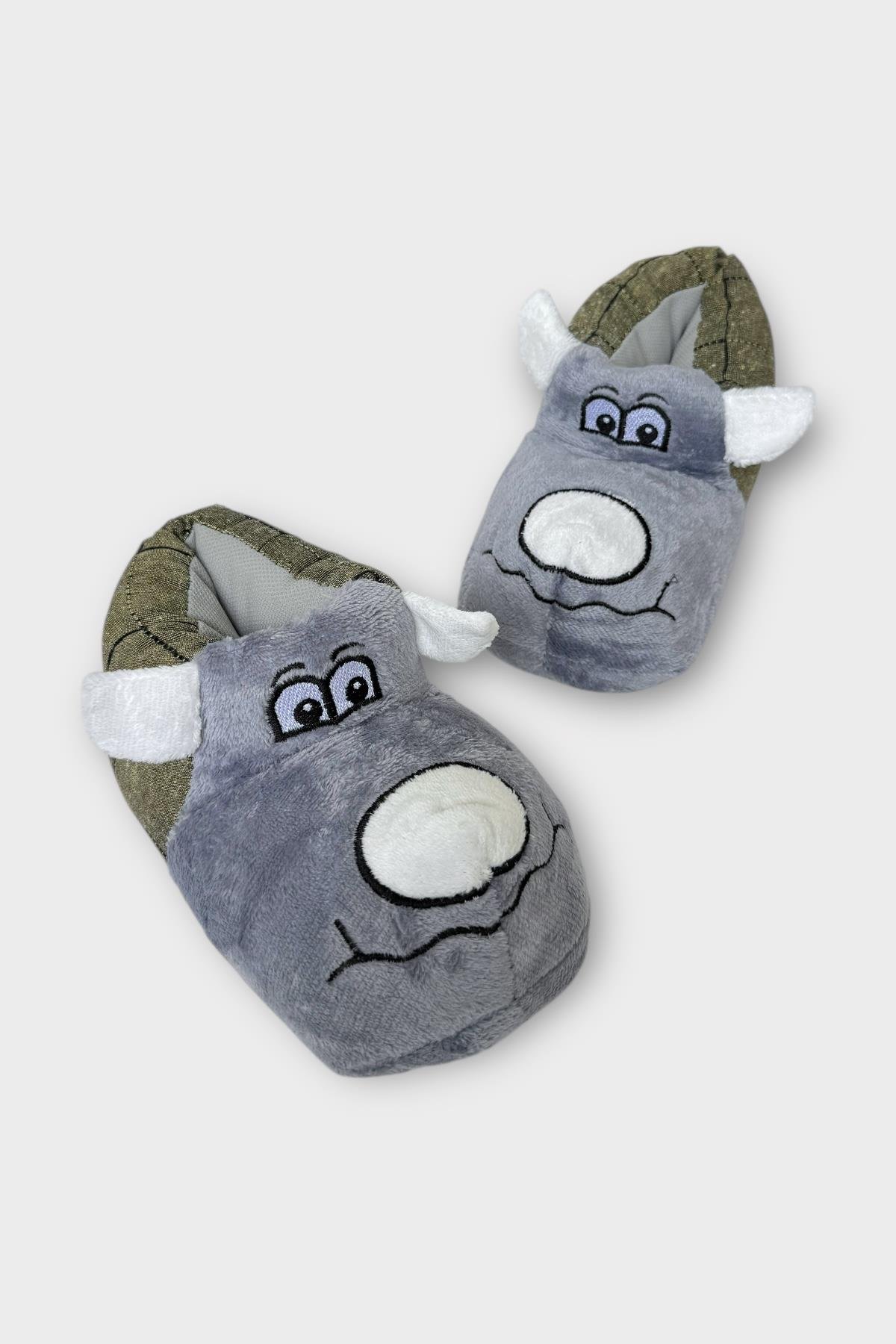 Çocuk Sevimli Köpek Figürlü Panduf GRİ - Görsel 2