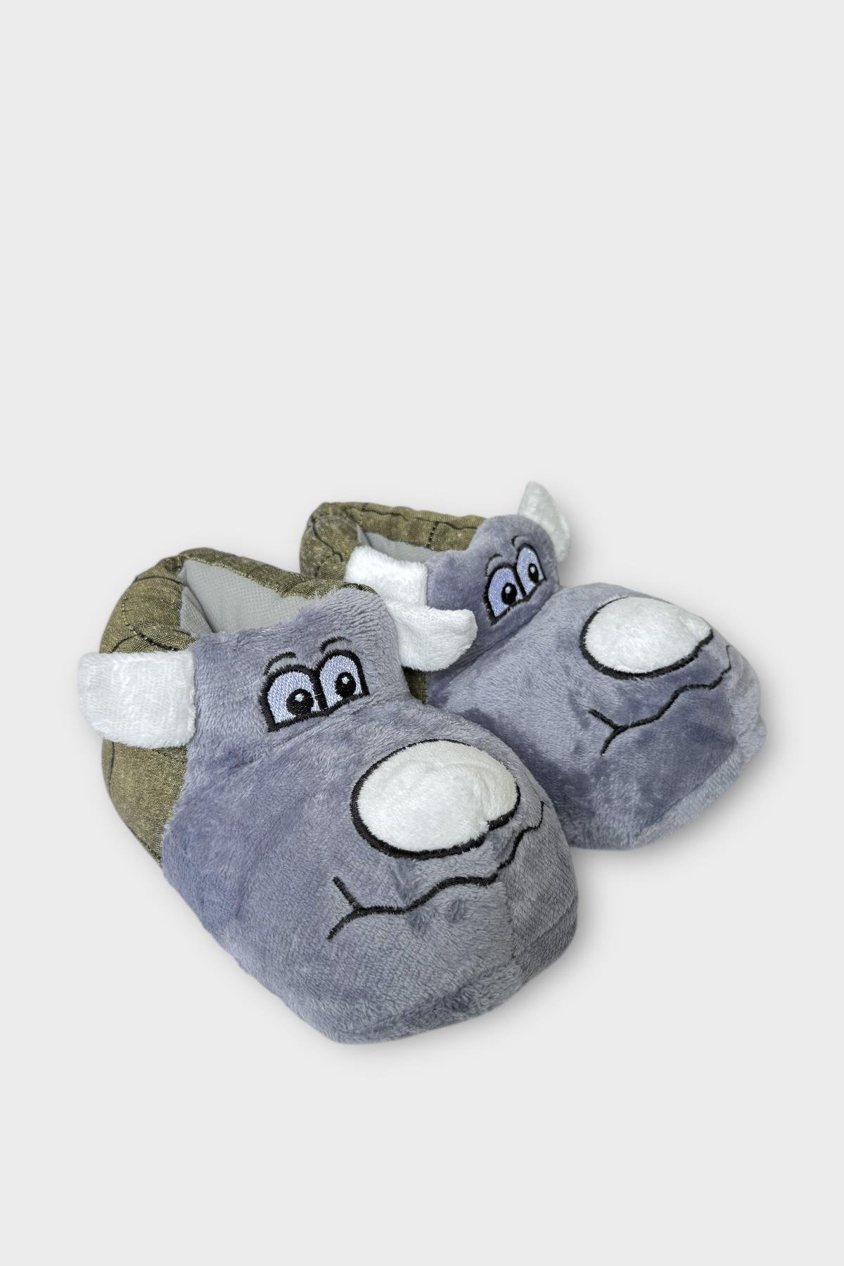 Çocuk Sevimli Köpek Figürlü Panduf GRİ - Görsel 3