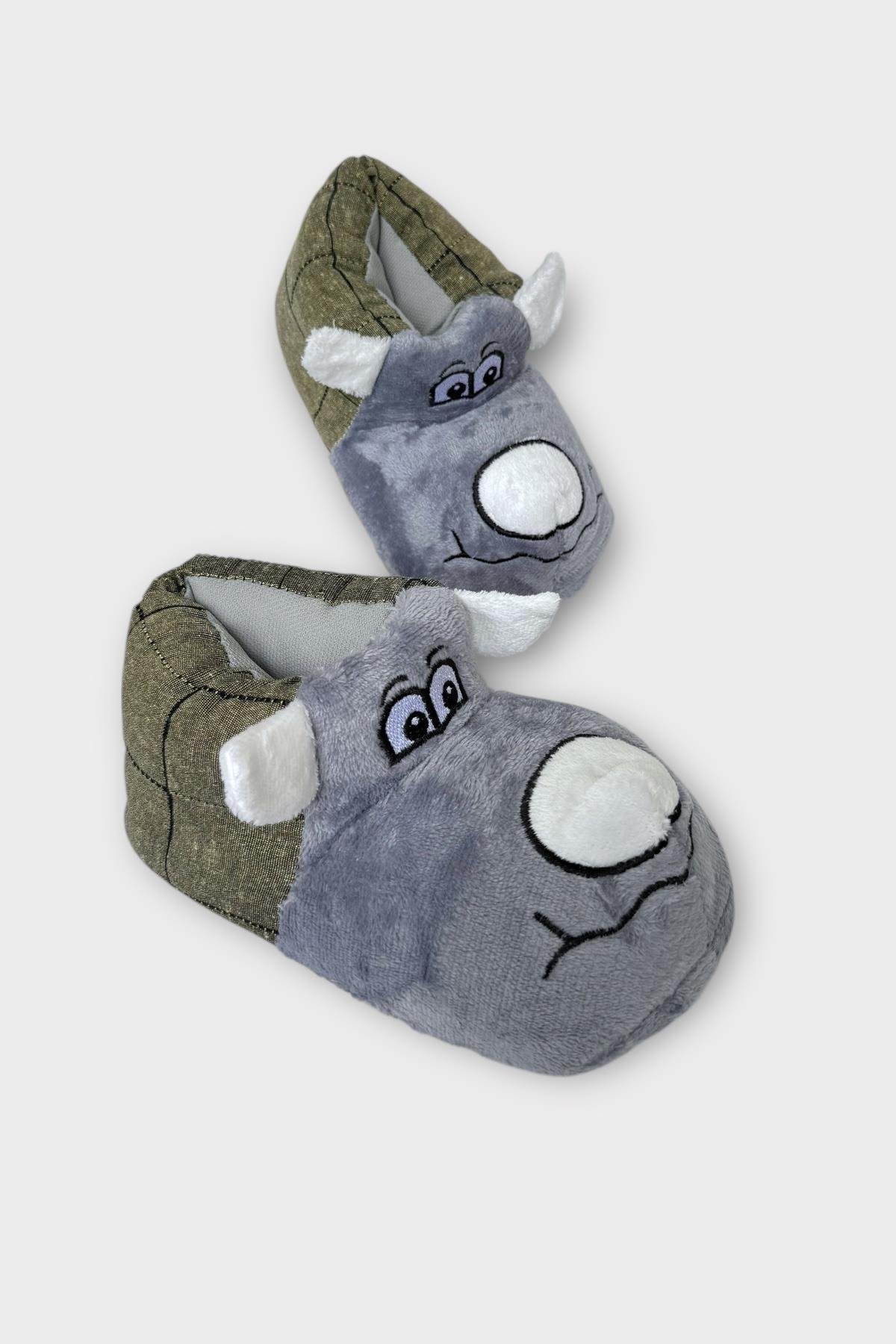 Çocuk Sevimli Köpek Figürlü Panduf GRİ - Görsel 4