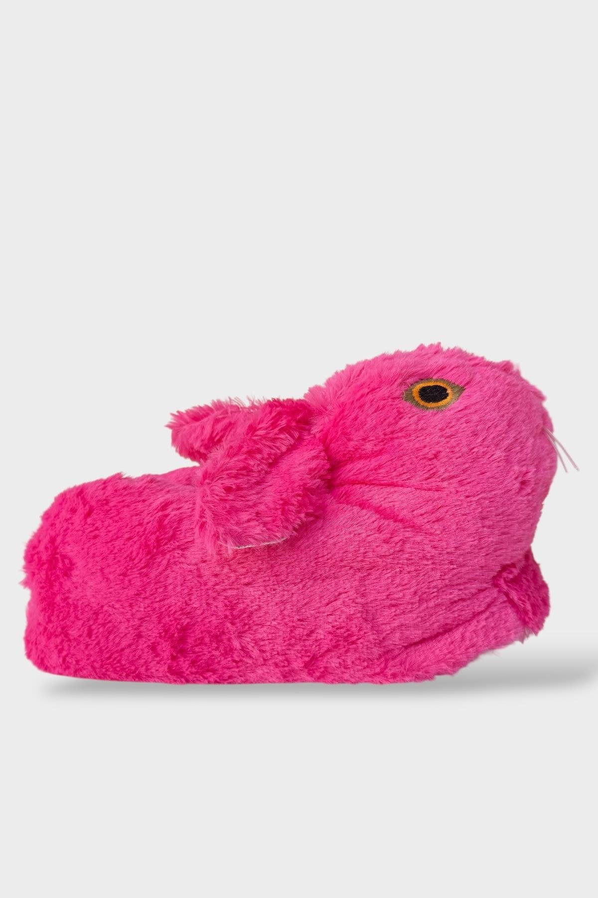 Peluş Tavşan Figürlü Kaymaz ve Ses Yapmaz Ev Panduf FUŞYA - Görsel 3