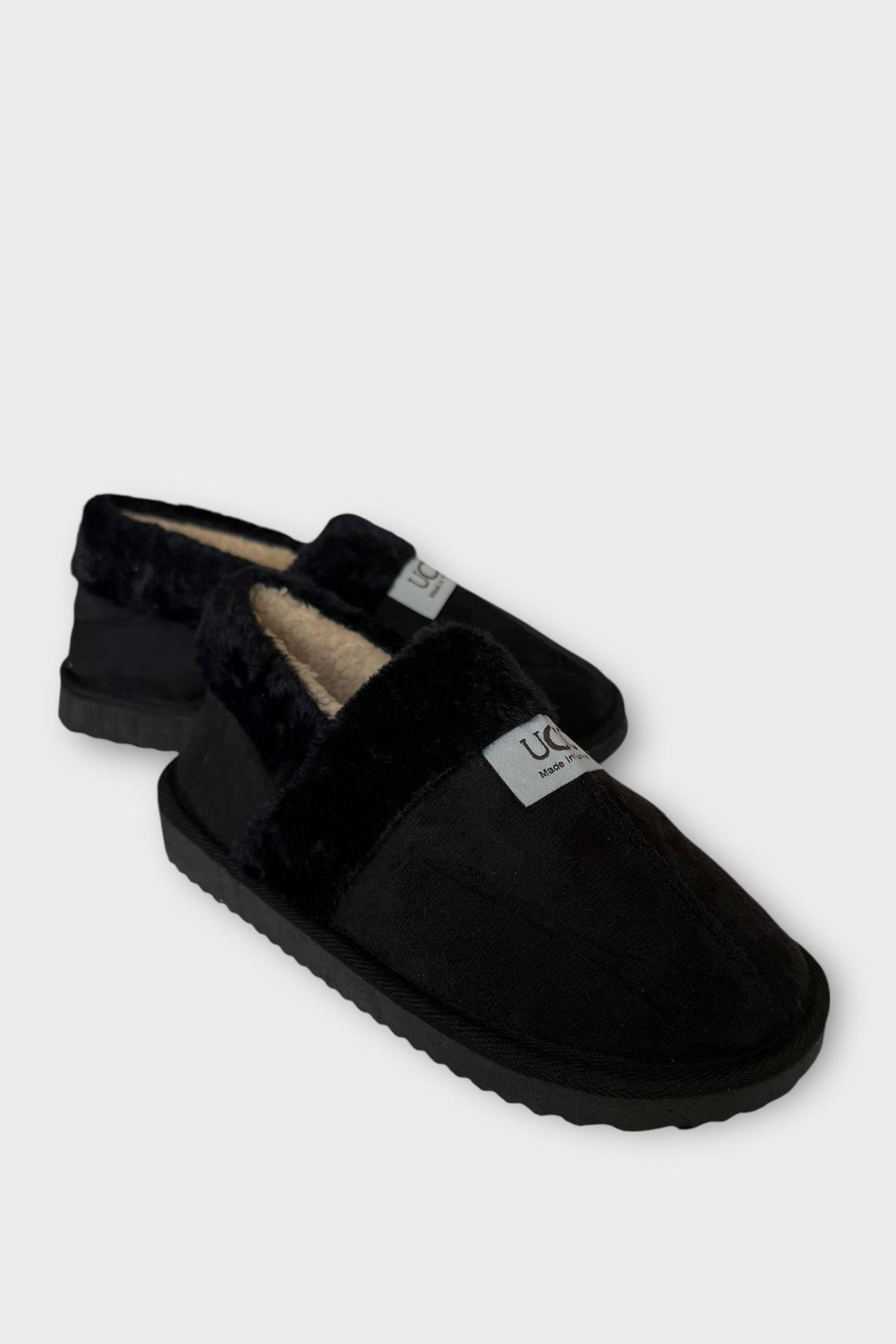 Ultra Hafif İçi Tüylü Ev Ayakkabısı Kadın Panduf SİYAH - Görsel 5