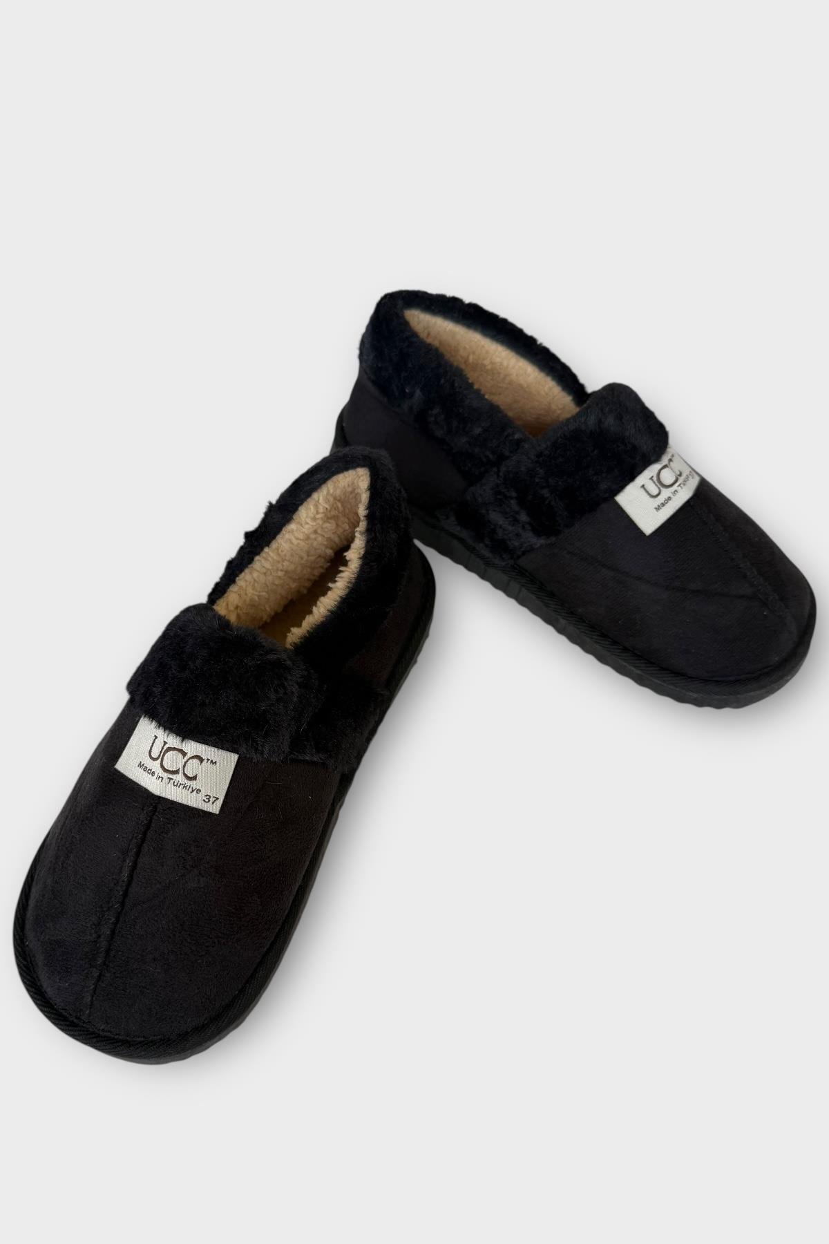 Ultra Hafif İçi Tüylü Ev Ayakkabısı Kadın Panduf SİYAH - Görsel 6