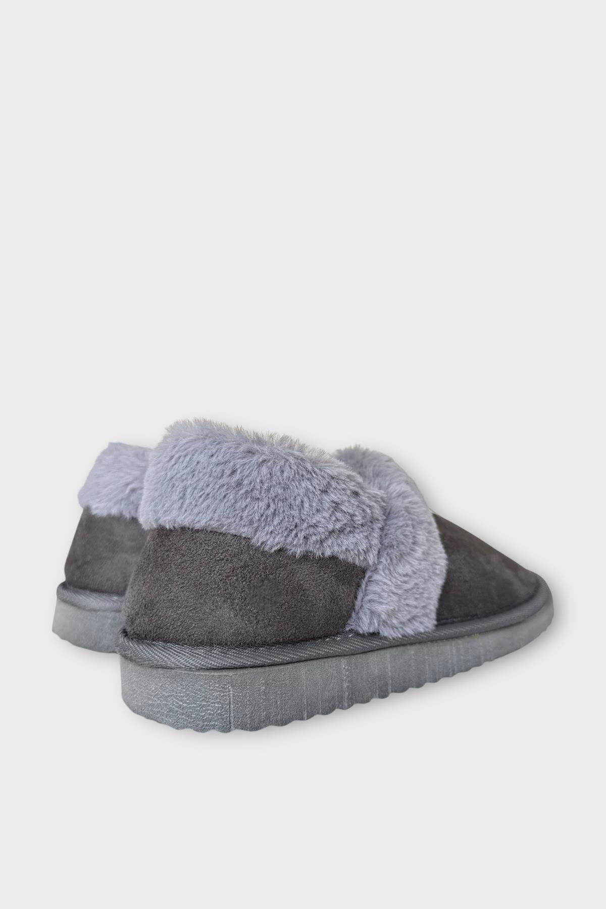 Ultra Hafif İçi Tüylü Ev Ayakkabısı Kadın Panduf FÜME - Görsel 8