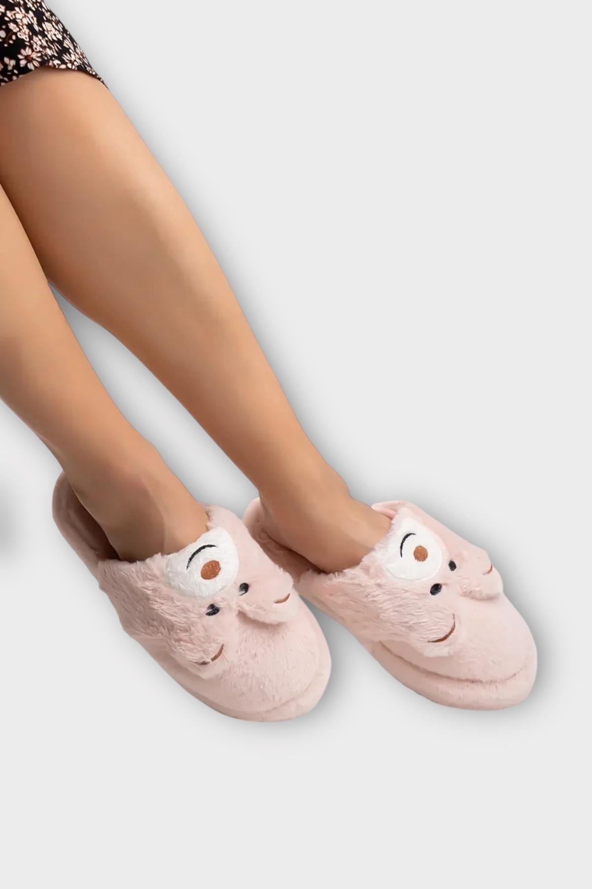 Kadın Kışlık Sevimli Panda Figürlü Kaydırmaz Taban Ev Terliği Panduf PUDRA - Görsel 7