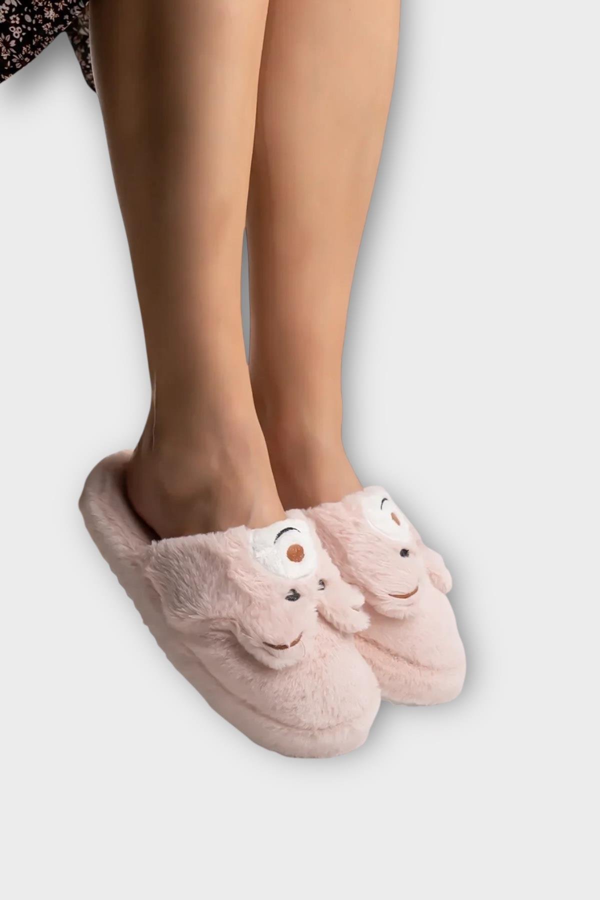 Kadın Kışlık Sevimli Panda Figürlü Kaydırmaz Taban Ev Terliği Panduf PUDRA - Görsel 8
