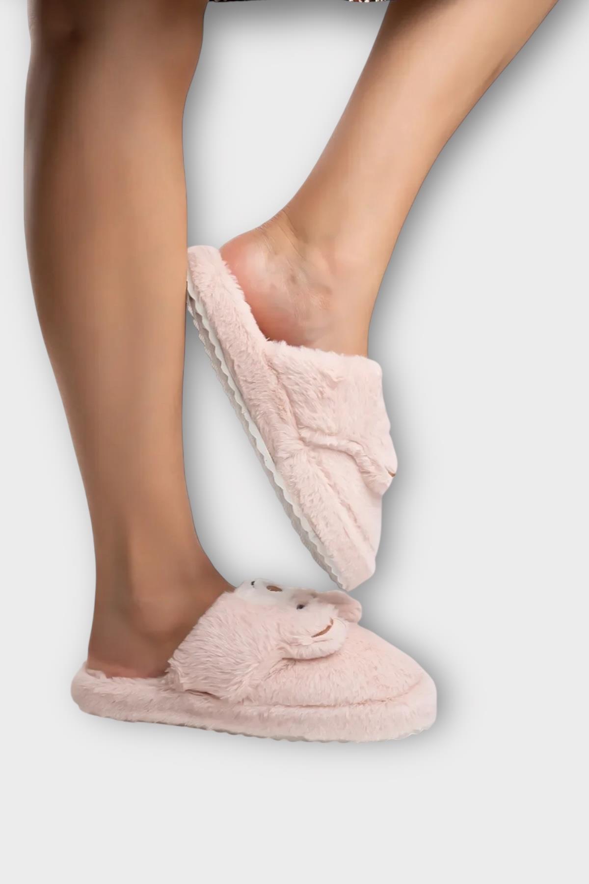 Kadın Kışlık Sevimli Panda Figürlü Kaydırmaz Taban Ev Terliği Panduf PUDRA - Görsel 9