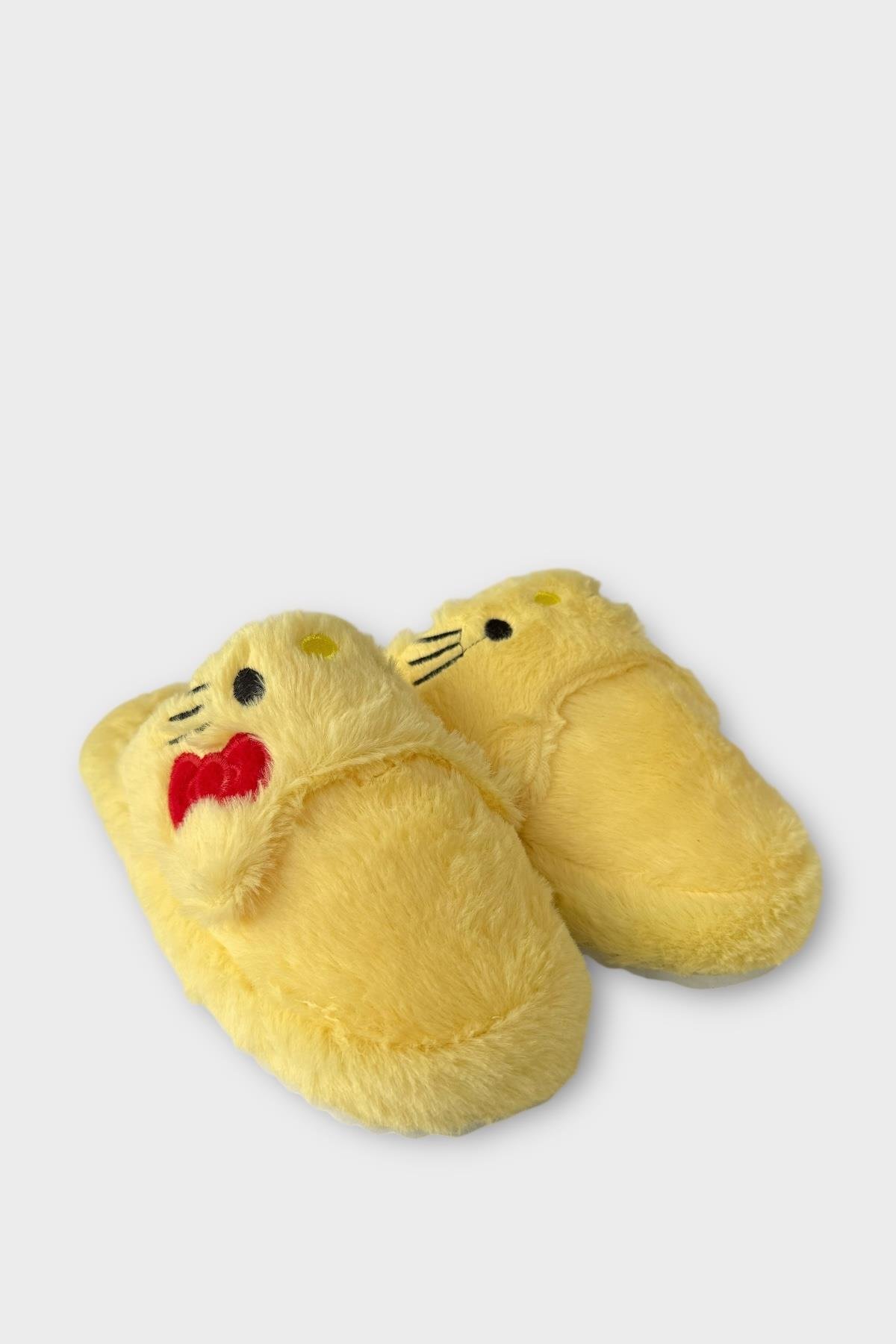 Kışlık Kadın HelloKitty Figürlü Kaydırmaz Taban Ev Ayakkabısı Panduf SARI - Görsel 4