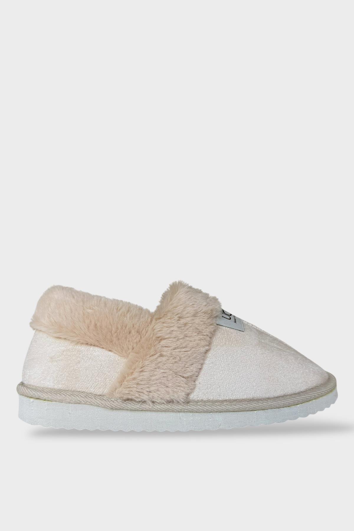 Ultra Hafif İçi Tüylü Ev Ayakkabısı Kadın Panduf KREM - Görsel 5